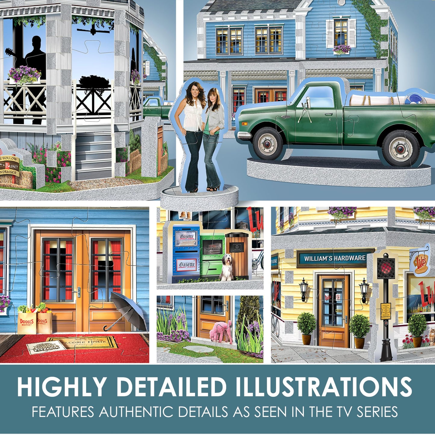 Wrebbit 3D Puzzle Gilmore Girls Stars Hollow 435-Piece Model | Luke's Diner & Lorelai's House