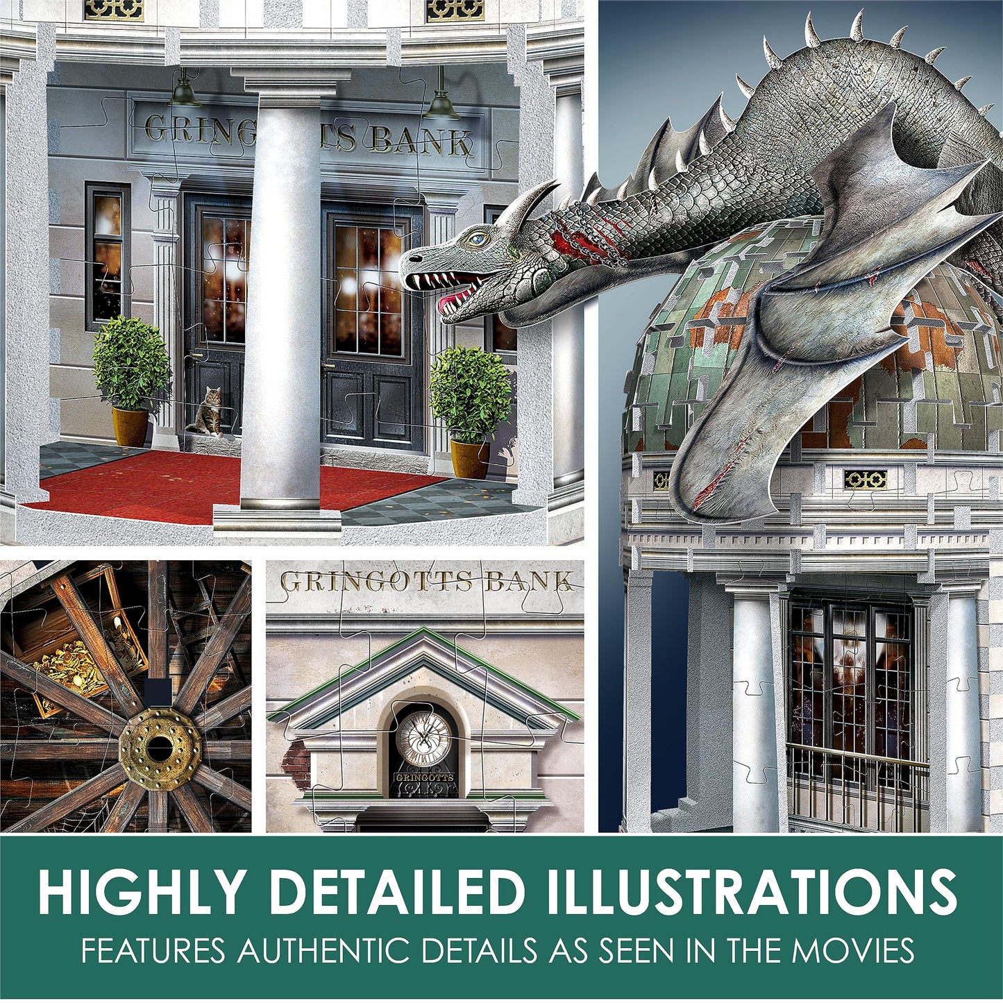 Wrebbit 3D Puzzle – Gringotts Bank 3D Model (Diagon Alley) – 300 Pieces