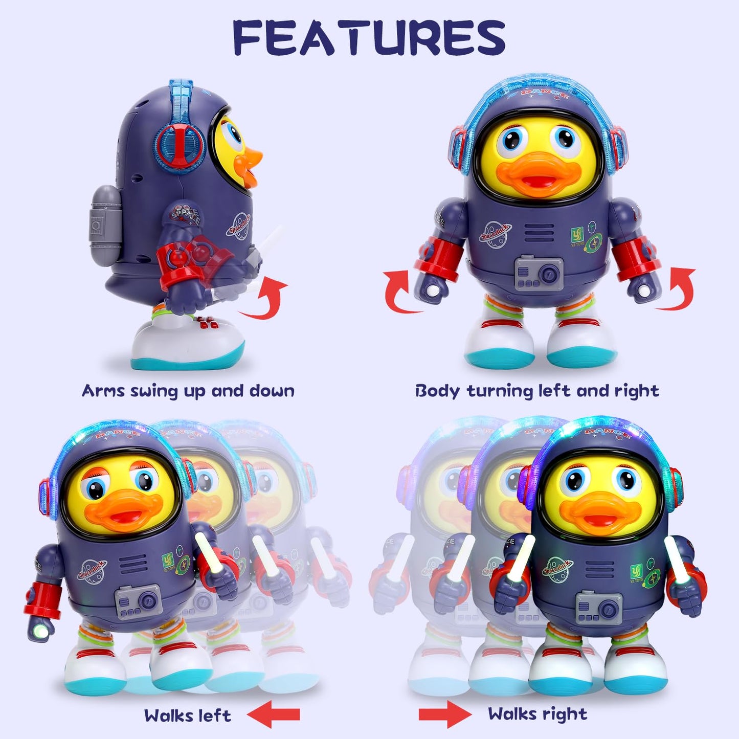 WRYBV Dancing Space Duck Toy – Interactive Musical Walking Duck for Kids