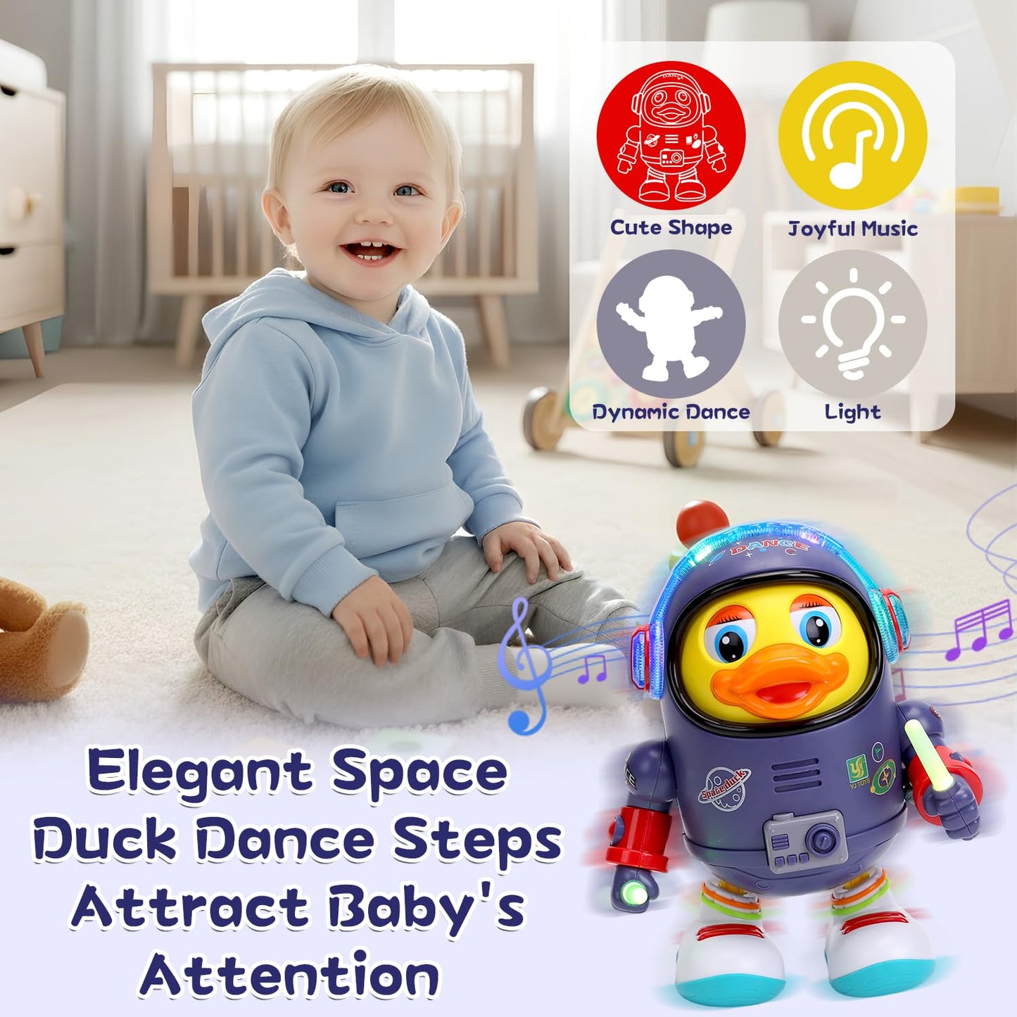 WRYBV Dancing Space Duck Toy – Interactive Musical Walking Duck for Kids