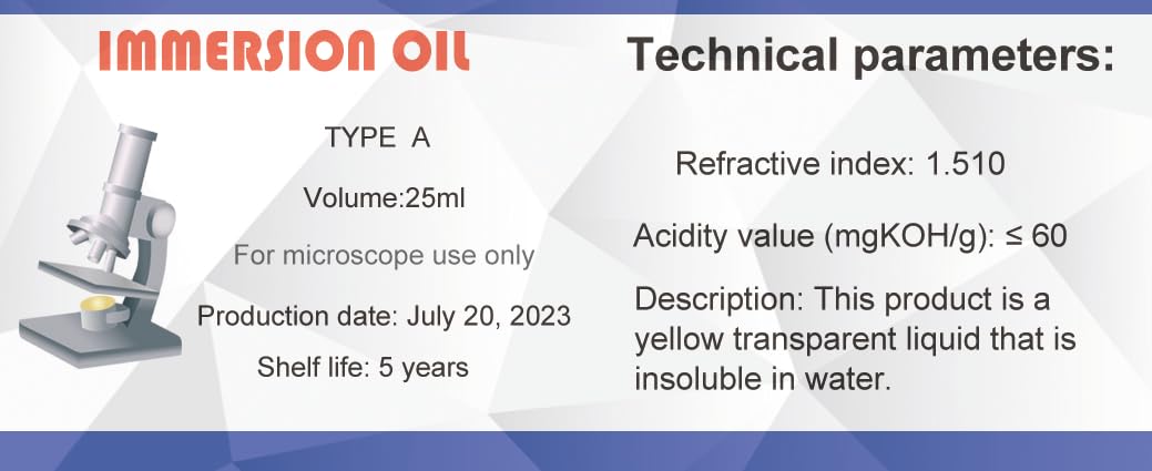 Wryxia Microscope Immersion Oil Type A – 25ml (3/4 oz), Easy to Remove