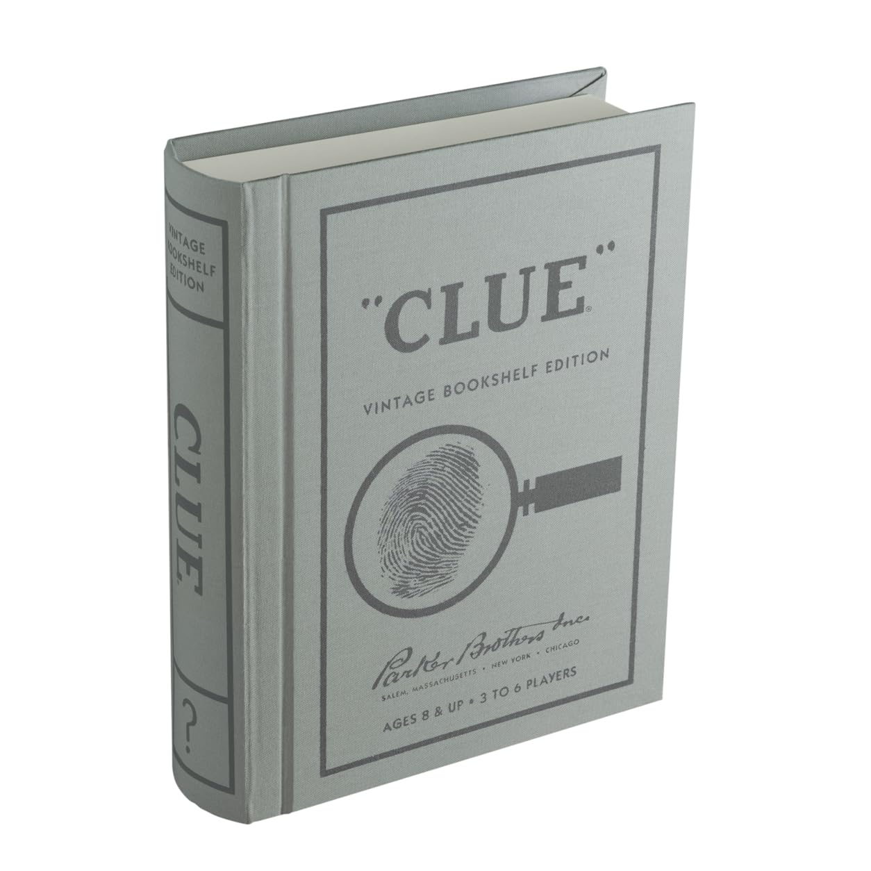 WS Game Company Clue Vintage Bookshelf Edition – Linen Book Box, Die-Cast Weapons & Wood Movers