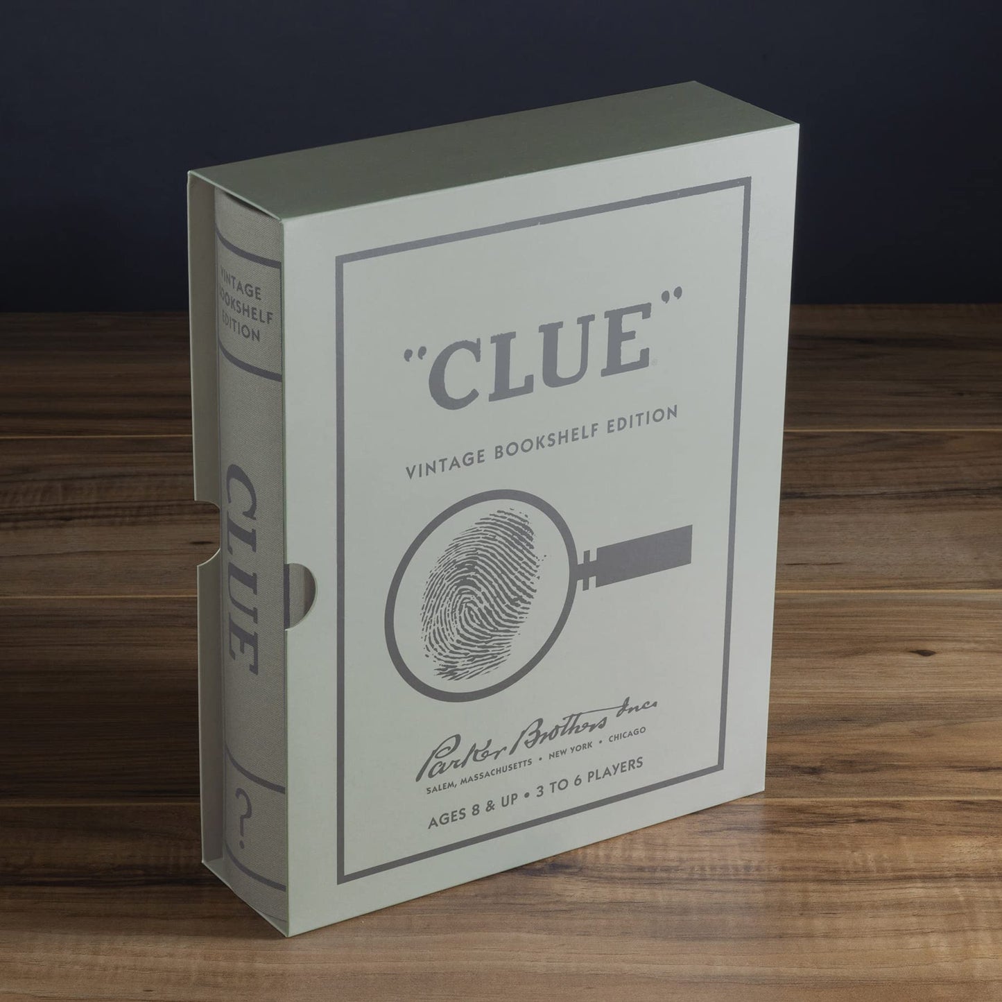 WS Game Company Clue Vintage Bookshelf Edition – Linen Book Box, Die-Cast Weapons & Wood Movers