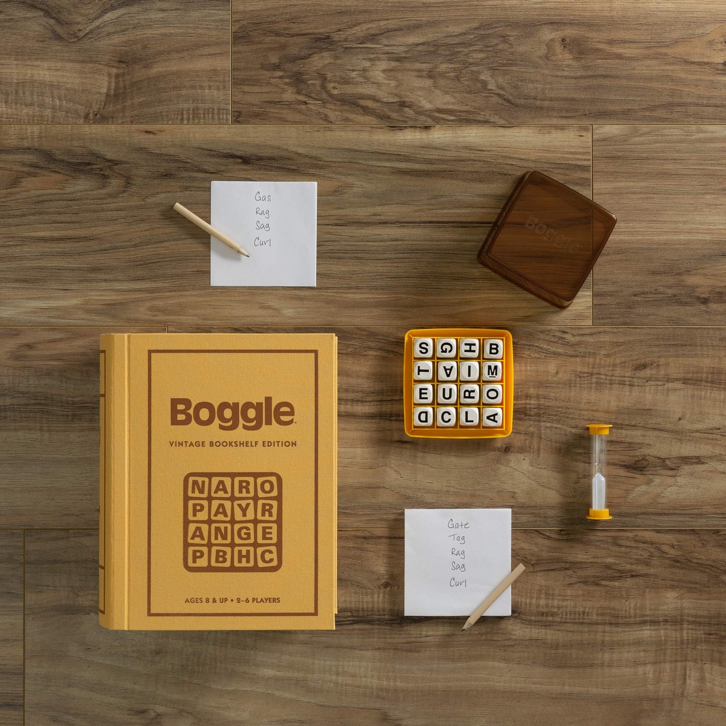 WS Game Company Boggle Vintage Bookshelf Edition | Classic Word Game in Linen-Wrapped Book Box