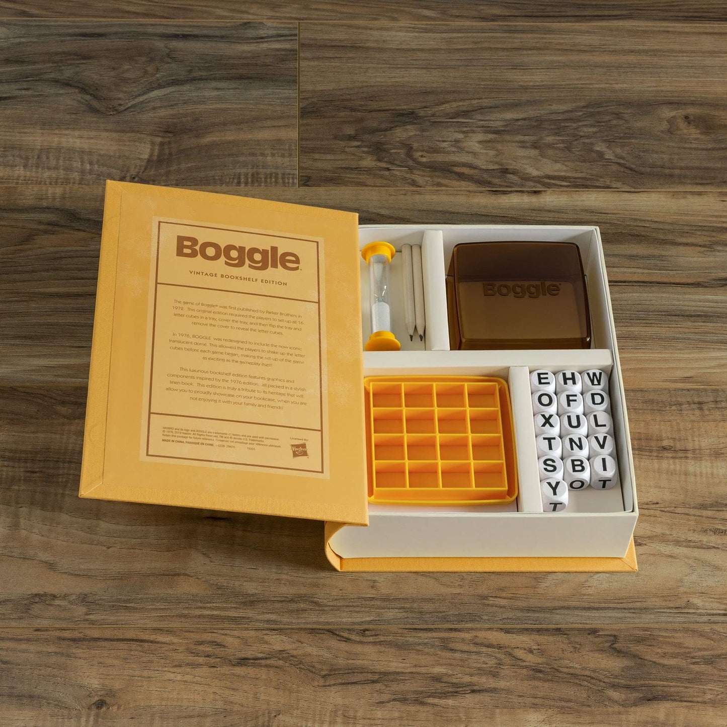 WS Game Company Boggle Vintage Bookshelf Edition | Classic Word Game in Linen-Wrapped Book Box
