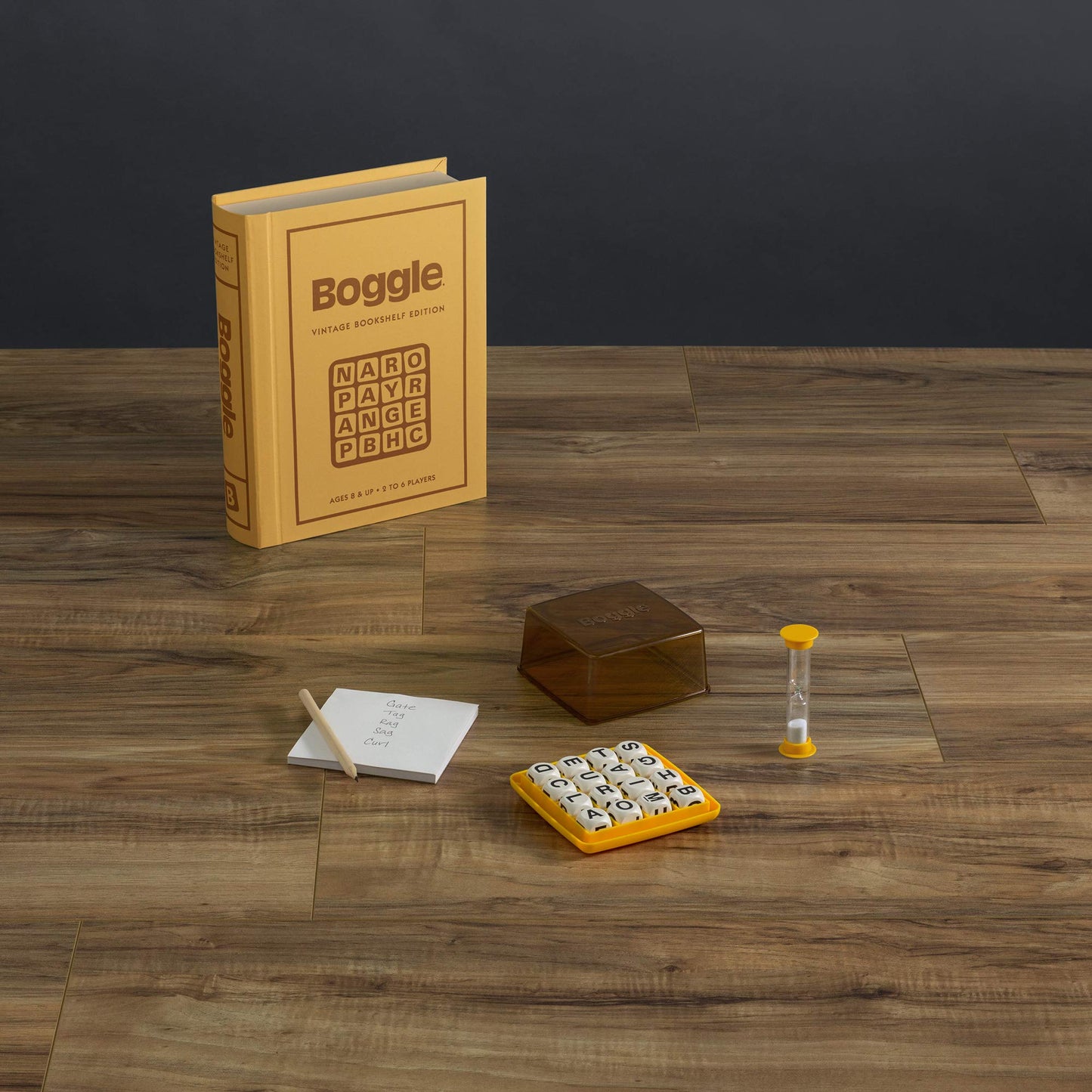 WS Game Company Boggle Vintage Bookshelf Edition | Classic Word Game in Linen-Wrapped Book Box