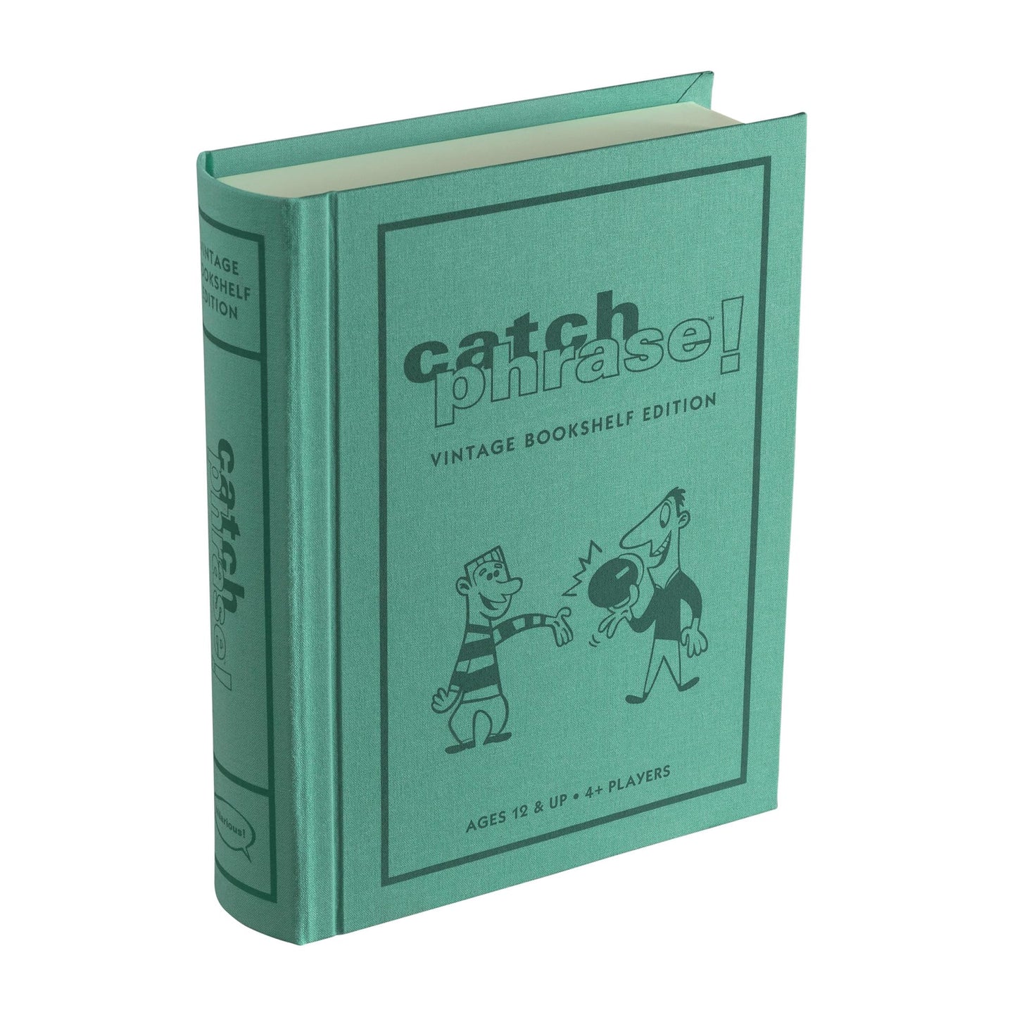 WS Game Company Catch Phrase Game Vintage Bookshelf Edition — Linen-Wrapped Case, 2,300+ Words, Timed Rounds