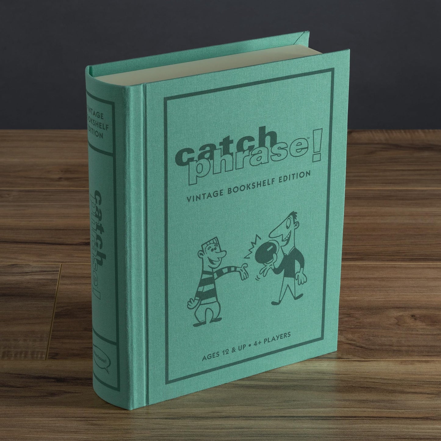 WS Game Company Catch Phrase Game Vintage Bookshelf Edition — Linen-Wrapped Case, 2,300+ Words, Timed Rounds