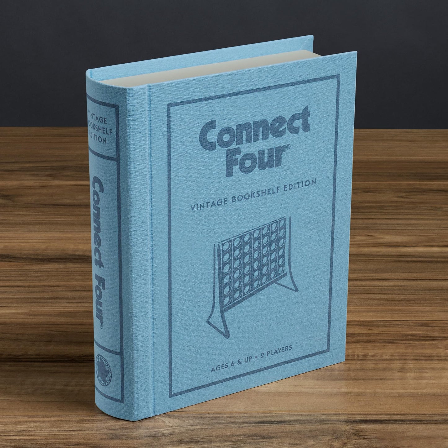 WS Game Company Connect Four Vintage Bookshelf Edition — 2-Player Strategy Game, Fabric-Wrapped Display