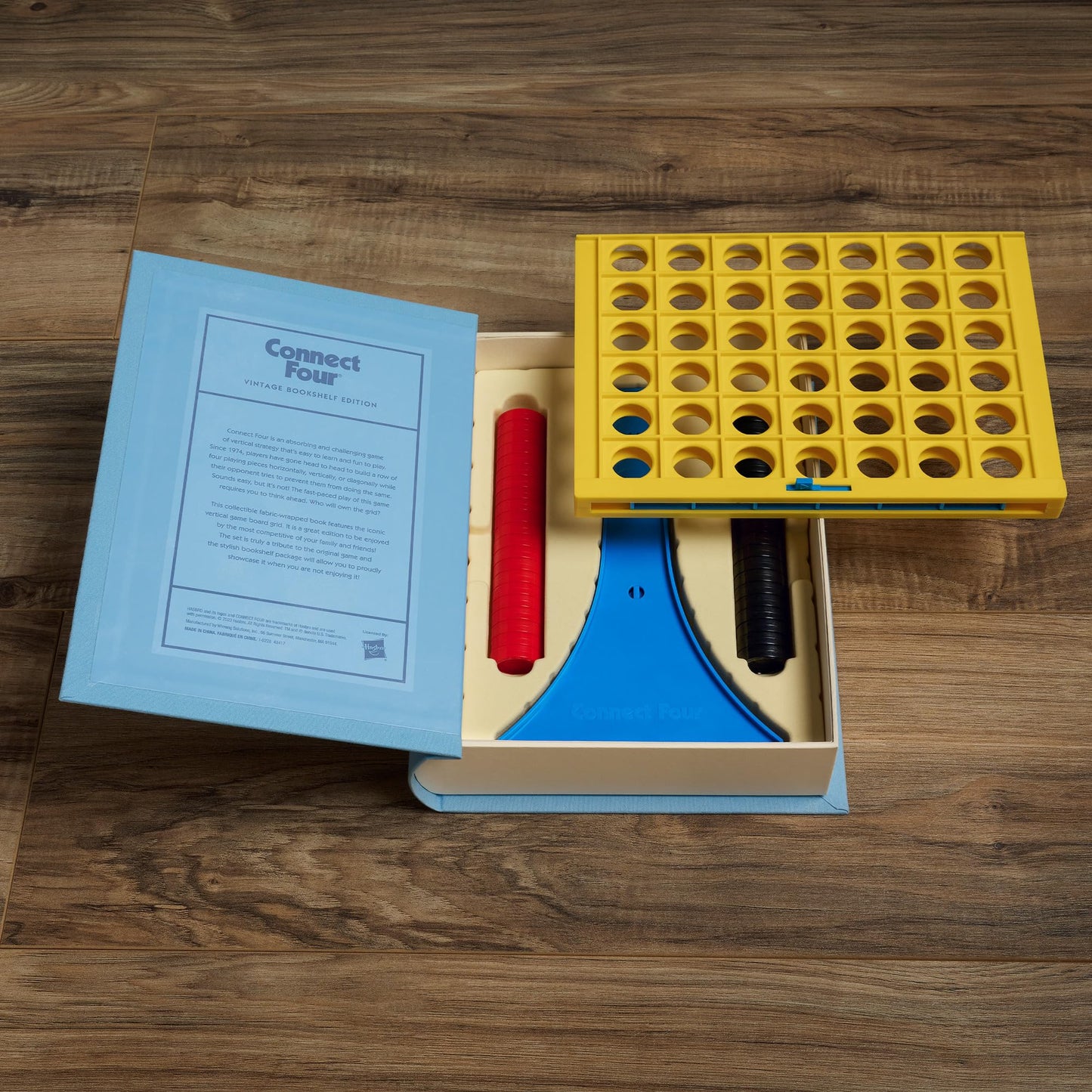 WS Game Company Connect Four Vintage Bookshelf Edition — 2-Player Strategy Game, Fabric-Wrapped Display