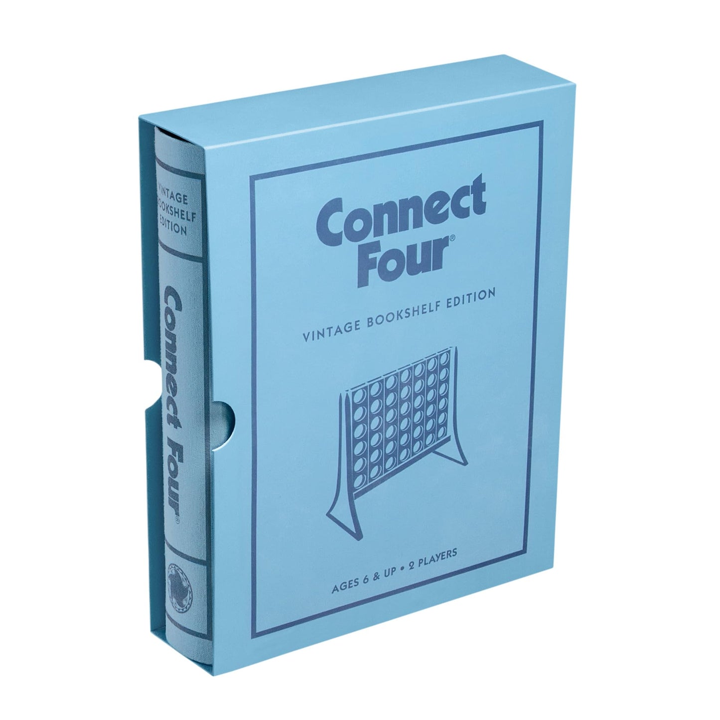 WS Game Company Connect Four Vintage Bookshelf Edition — 2-Player Strategy Game, Fabric-Wrapped Display