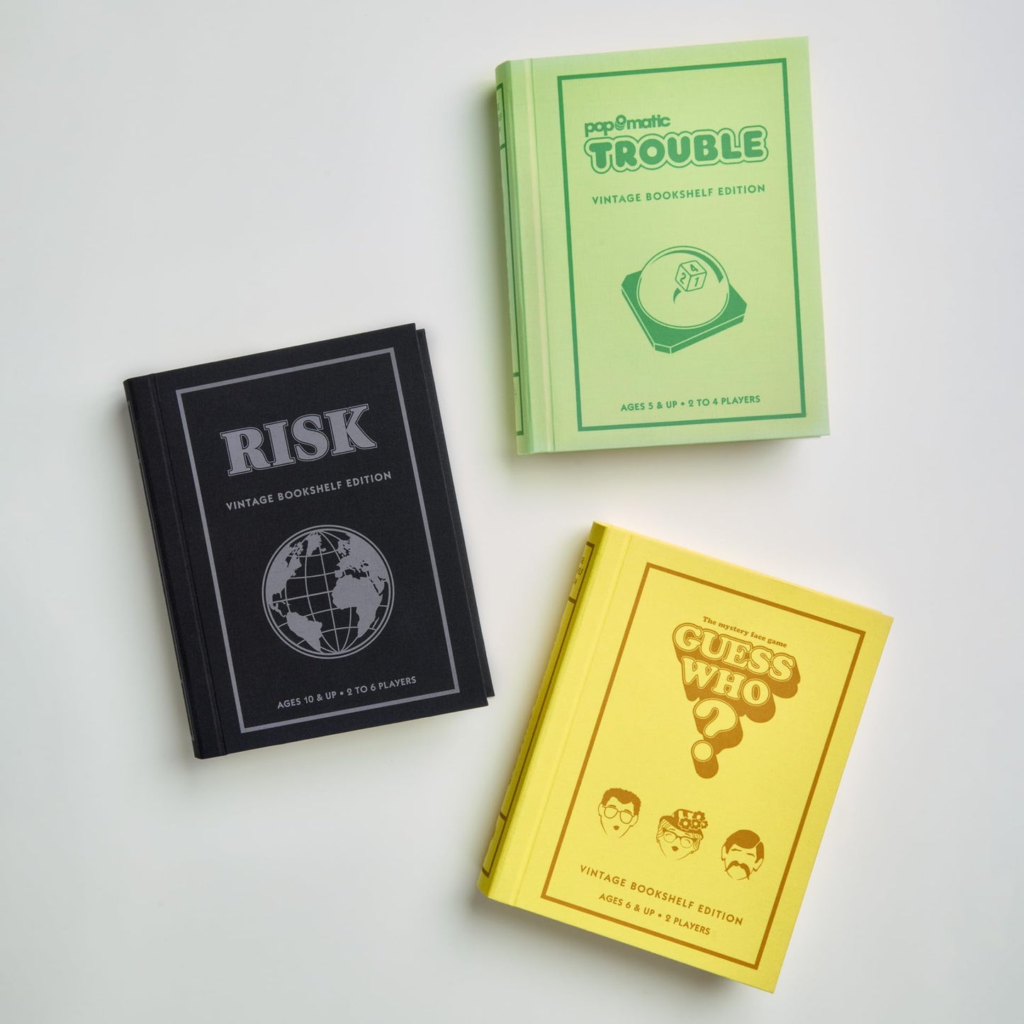 WS Game Company Vintage Bookshelf Games: Risk, Trouble & Guess Who Collection