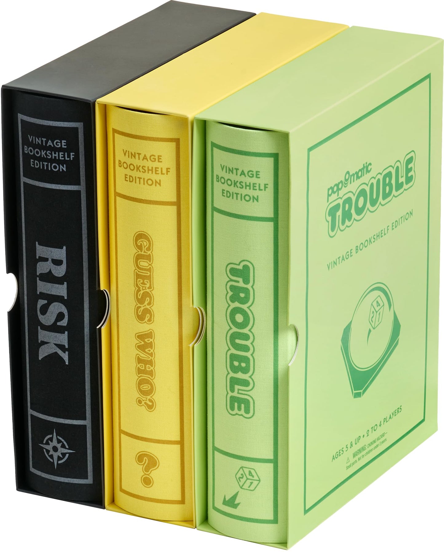 WS Game Company Vintage Bookshelf Games: Risk, Trouble & Guess Who Collection