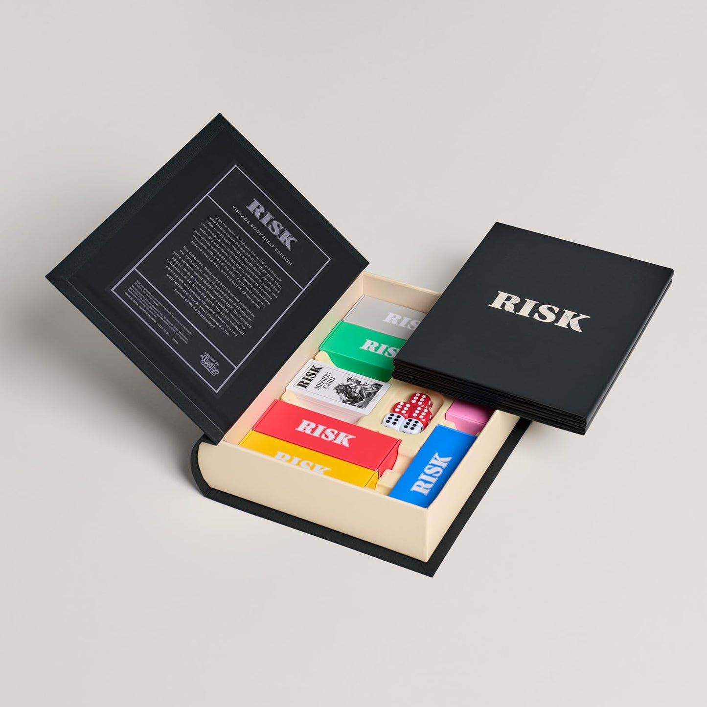 WS Game Company Risk Vintage Bookshelf Edition – Linen-Wrapped Book Box & Slipcase | Secret Mission Variant, 2-6 Players
