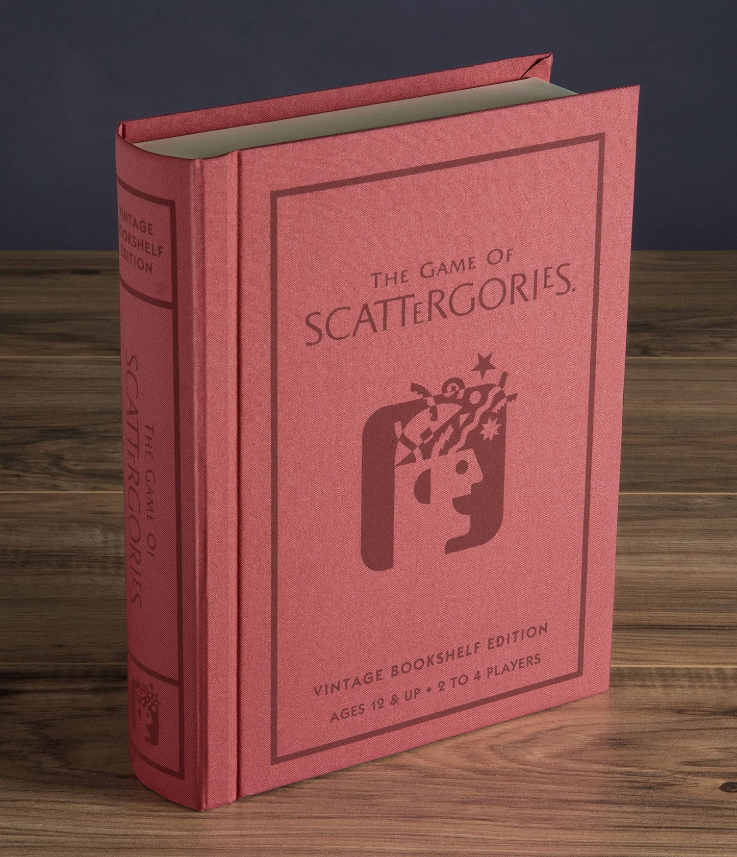 WS Game Company Scattergories Vintage Bookshelf Edition – Linen Fabric-Wrapped Case with Integrated Storage and 1988 Retro Graphics