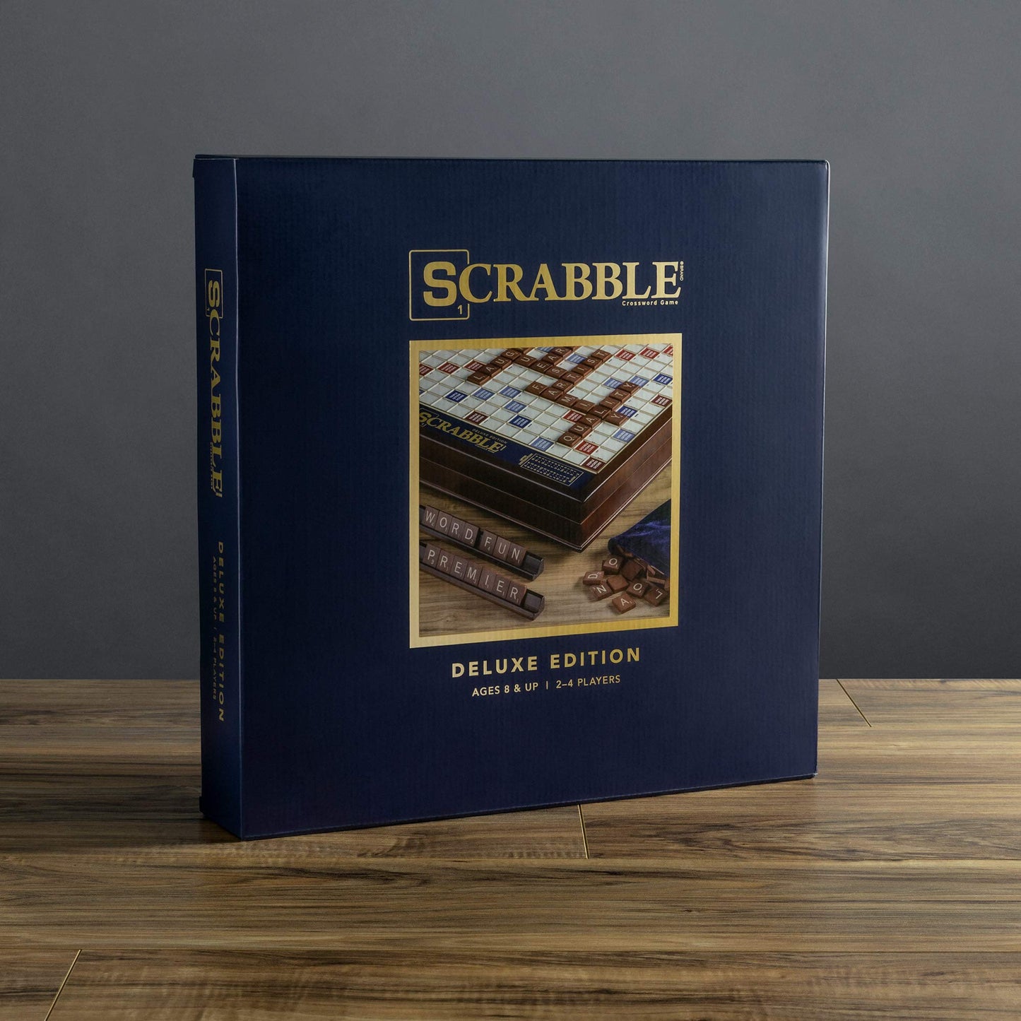 WS Game Company Scrabble Deluxe Edition — Rotating Board, Raised Grid & Hidden Storage (2-4 Players, Ages 8+)