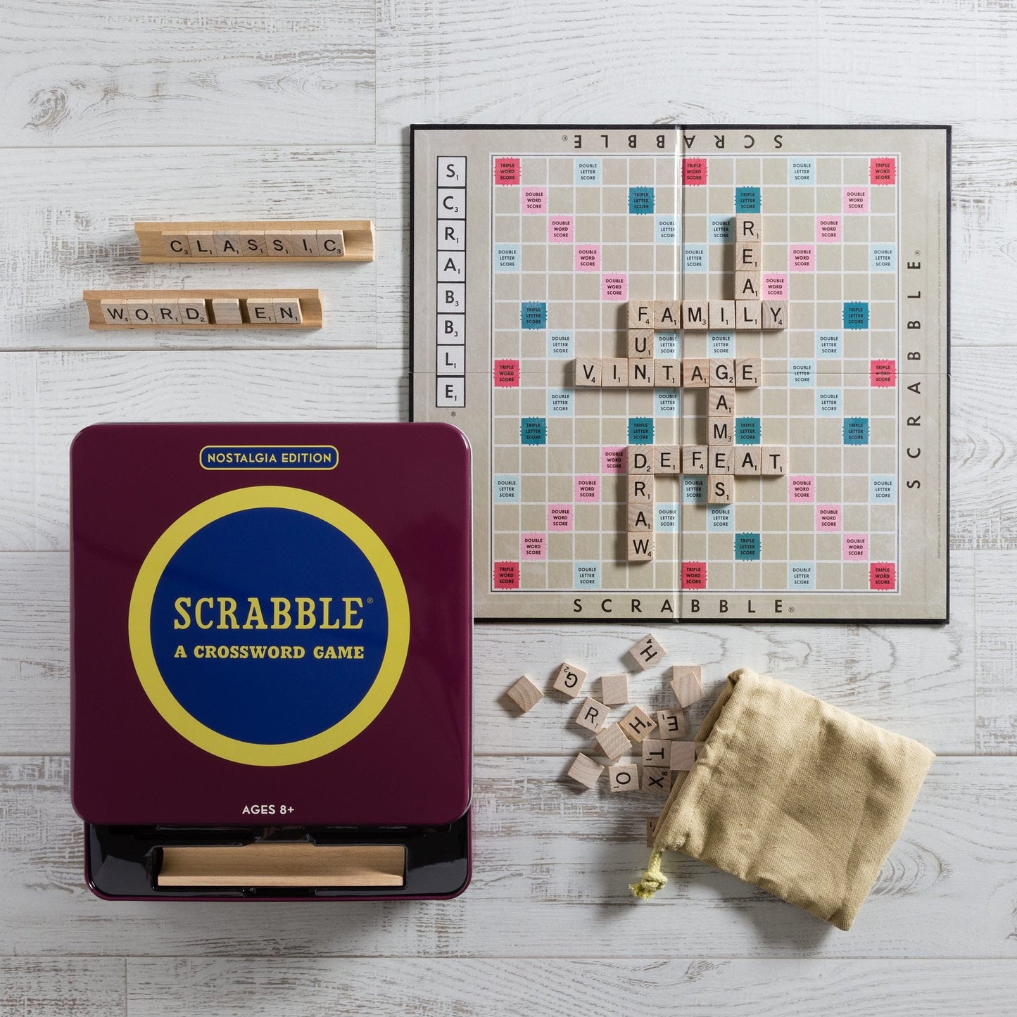 WS Game Company Scrabble Nostalgia Edition – Collectible Tin Word Game (Ages 8+)