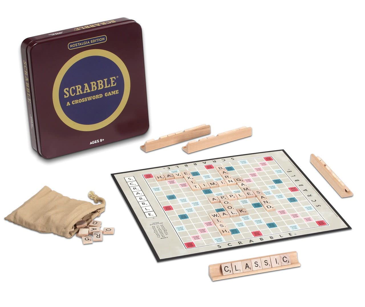 WS Game Company Scrabble Nostalgia Edition – Collectible Tin Word Game (Ages 8+)
