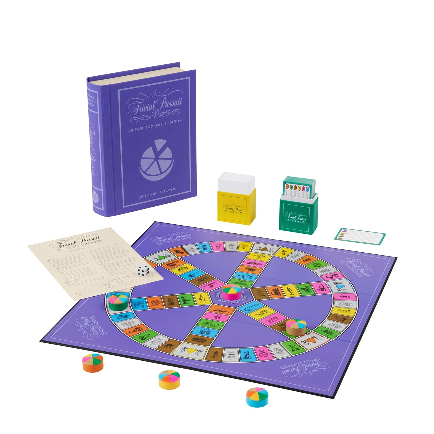WS Game Company Trivial Pursuit Vintage Bookshelf Edition – Fabric-Wrapped Display, Family Trivia Game