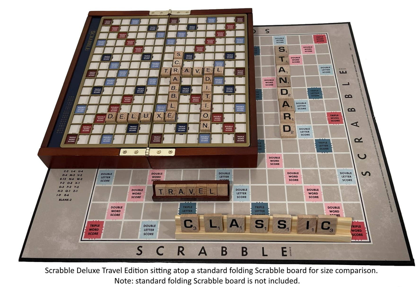 Scrabble Deluxe Travel Edition by WS Game Company | Compact Wooden Case with Raised Grid