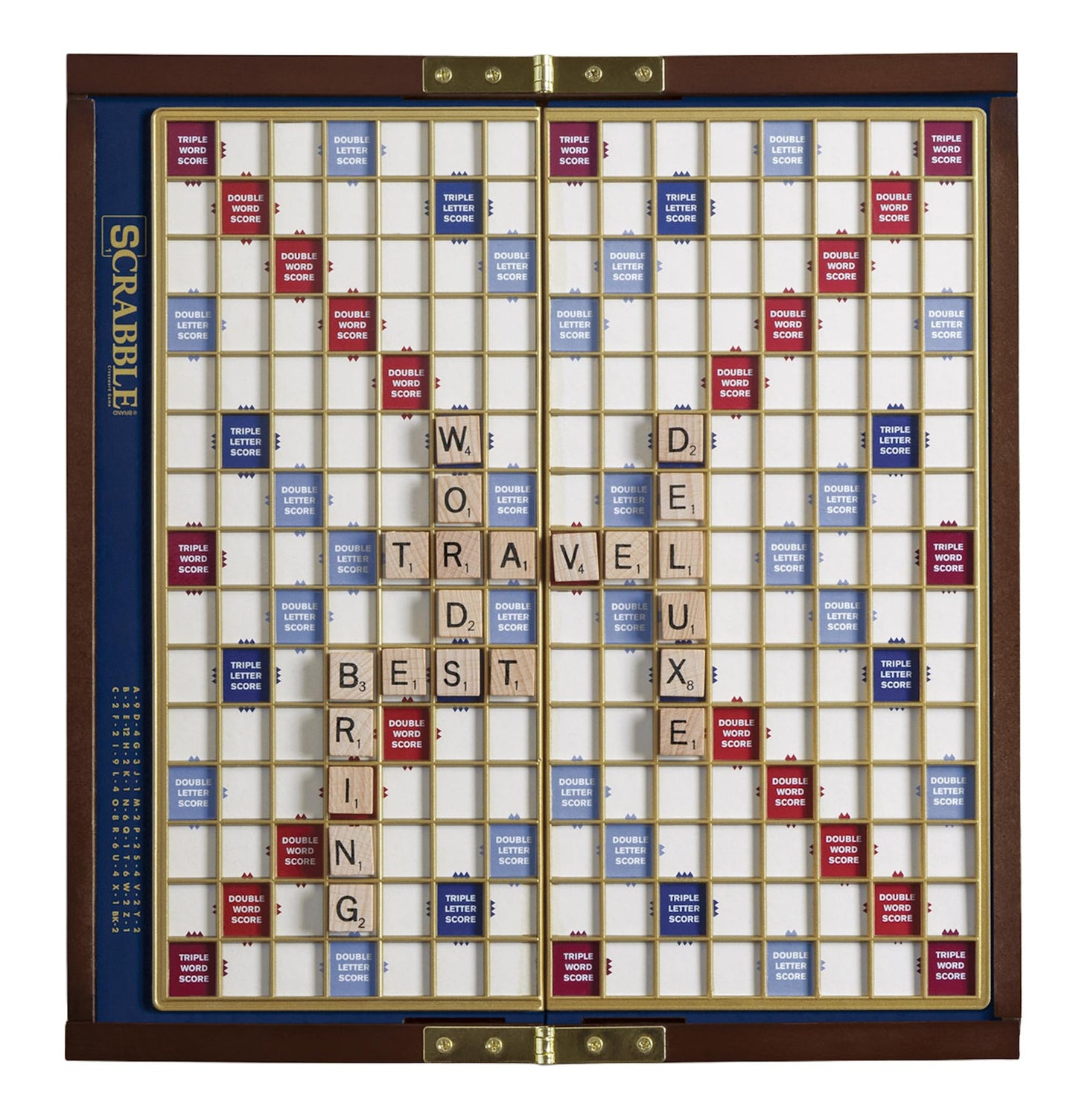 Scrabble Deluxe Travel Edition by WS Game Company | Compact Wooden Case with Raised Grid