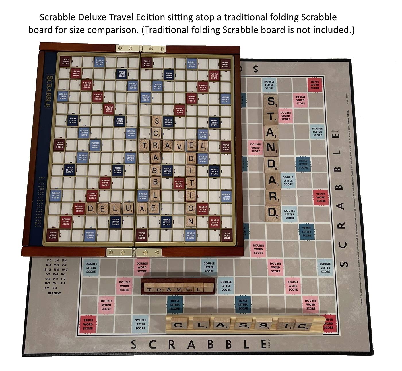 Scrabble Deluxe Travel Edition by WS Game Company | Compact Wooden Case with Raised Grid