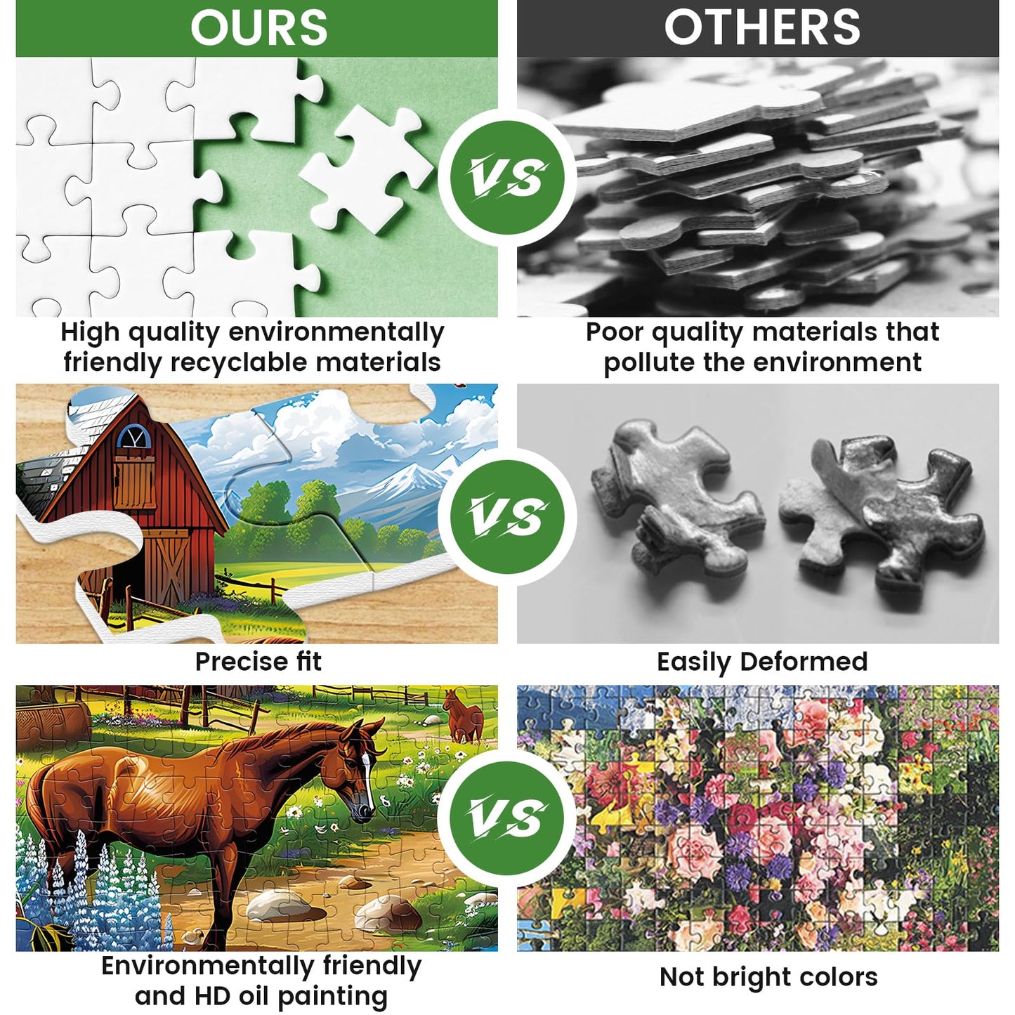 WSCXSC 300-Piece Jigsaw Puzzle for Adults – Horse Farm Scene (20.5 x 15 in), Thick Paper Pieces