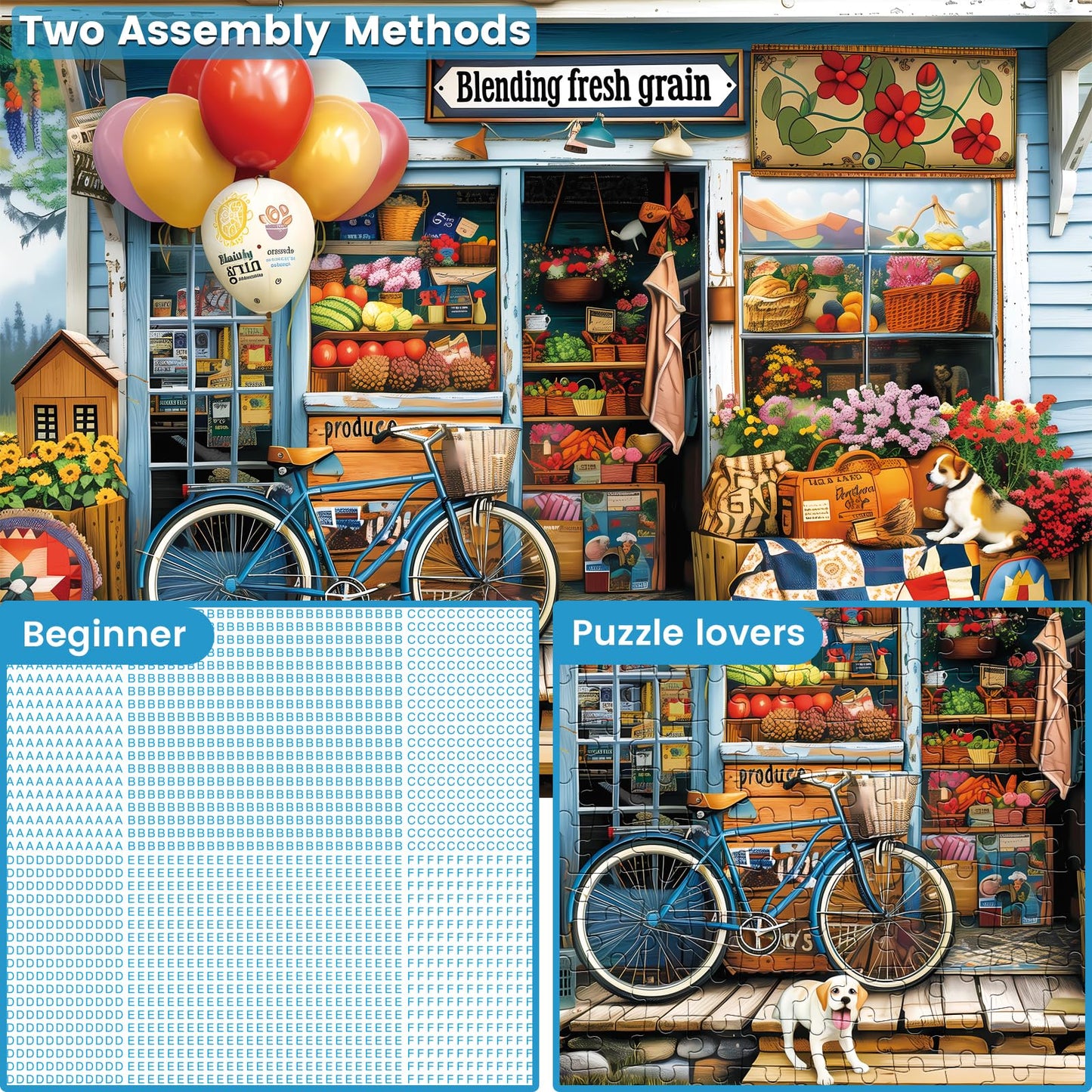 WSCXSC 300-Piece Puzzle – Dog, Fruit & Balloon Scene for Adults & Kids (20.5x15 in)