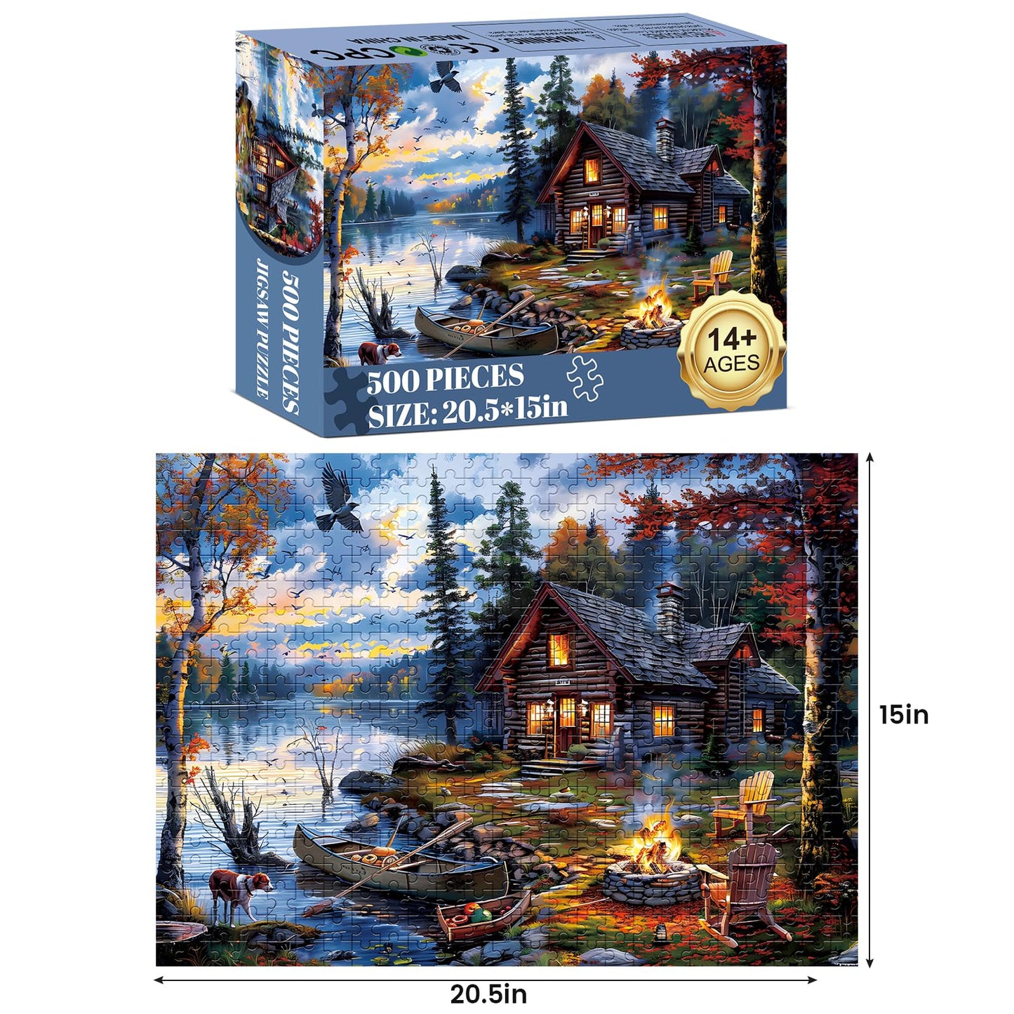 WSCXSC Puzzles for Adults - 500-Piece Countryside Autumn Jigsaw Puzzle | Family Fun, Brain Teaser Gift, 20.5 x 15