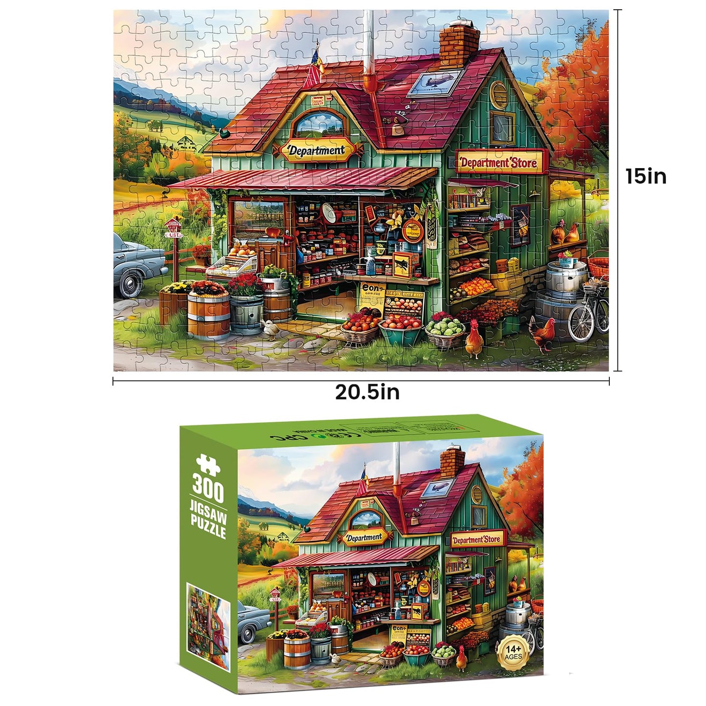 WSCXSC 300 Piece Jigsaw Puzzle - Large Pieces - Recycled Cardboard - Family Fun 20.5 x 15 in