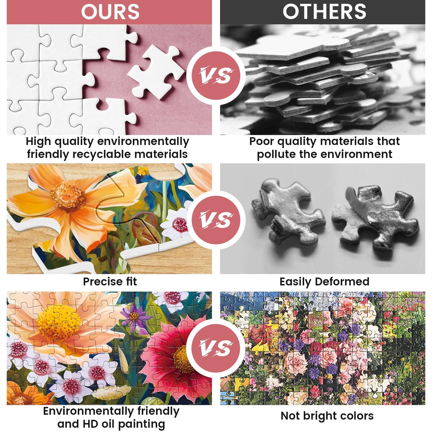 WSCXSC Jigsaw Puzzles 300 Pieces Flower Puzzle for Adults – Recycled Cardboard, 20.5 x 15 in