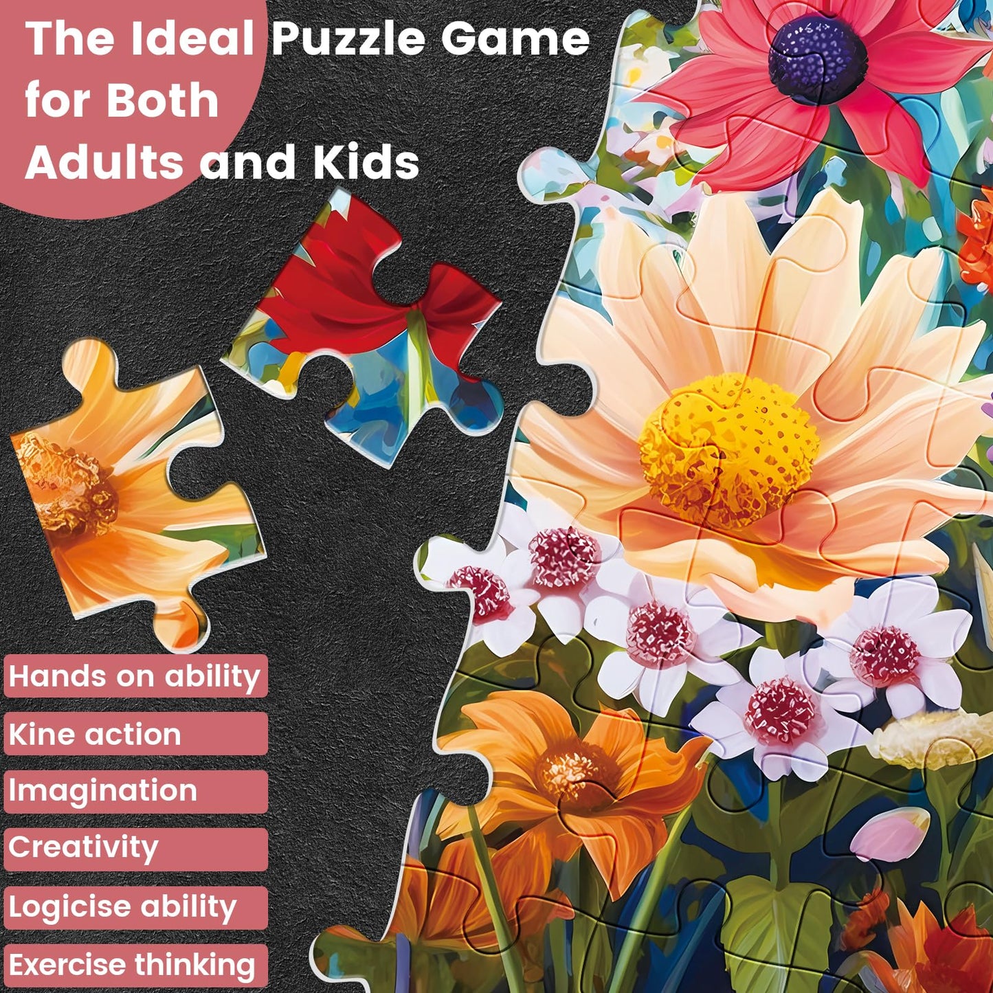WSCXSC Jigsaw Puzzles 300 Pieces Flower Puzzle for Adults – Recycled Cardboard, 20.5 x 15 in