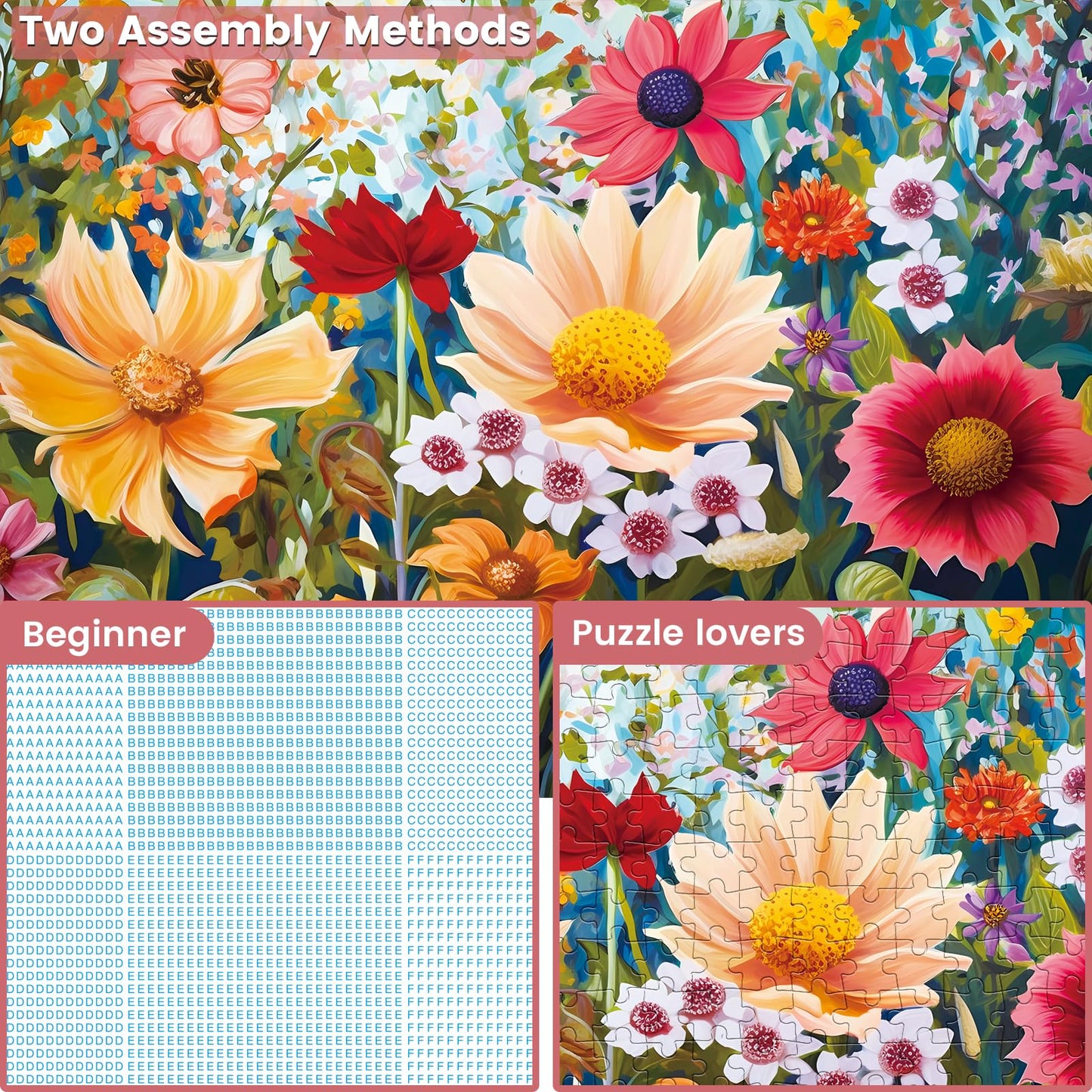 WSCXSC Jigsaw Puzzles 300 Pieces Flower Puzzle for Adults – Recycled Cardboard, 20.5 x 15 in
