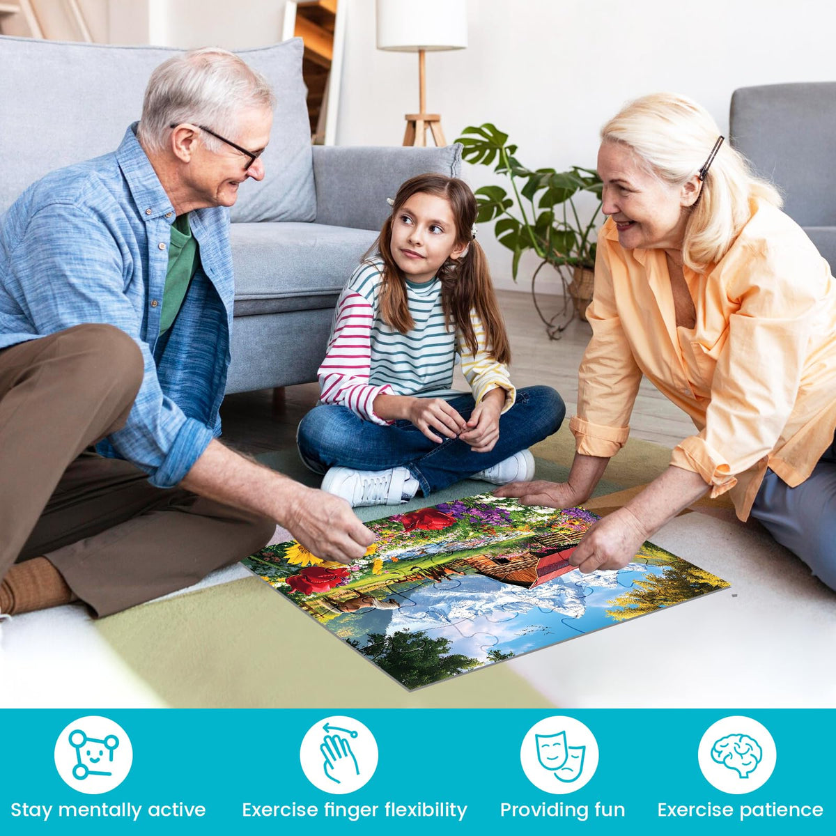 WSCXSC 6-Pack 16 Large Piece Senior Puzzles – Easy-Grip, Storage Bags