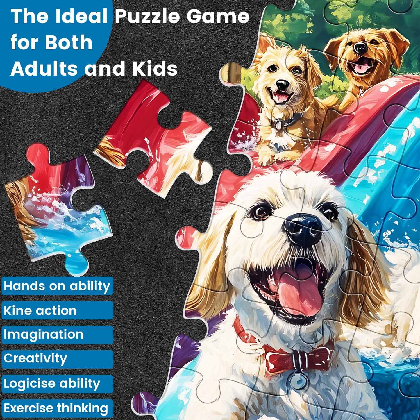WSCXSC 300 Piece Puppy Puzzle for Adults – Premium Cardboard Jigsaw 20.5x15 in