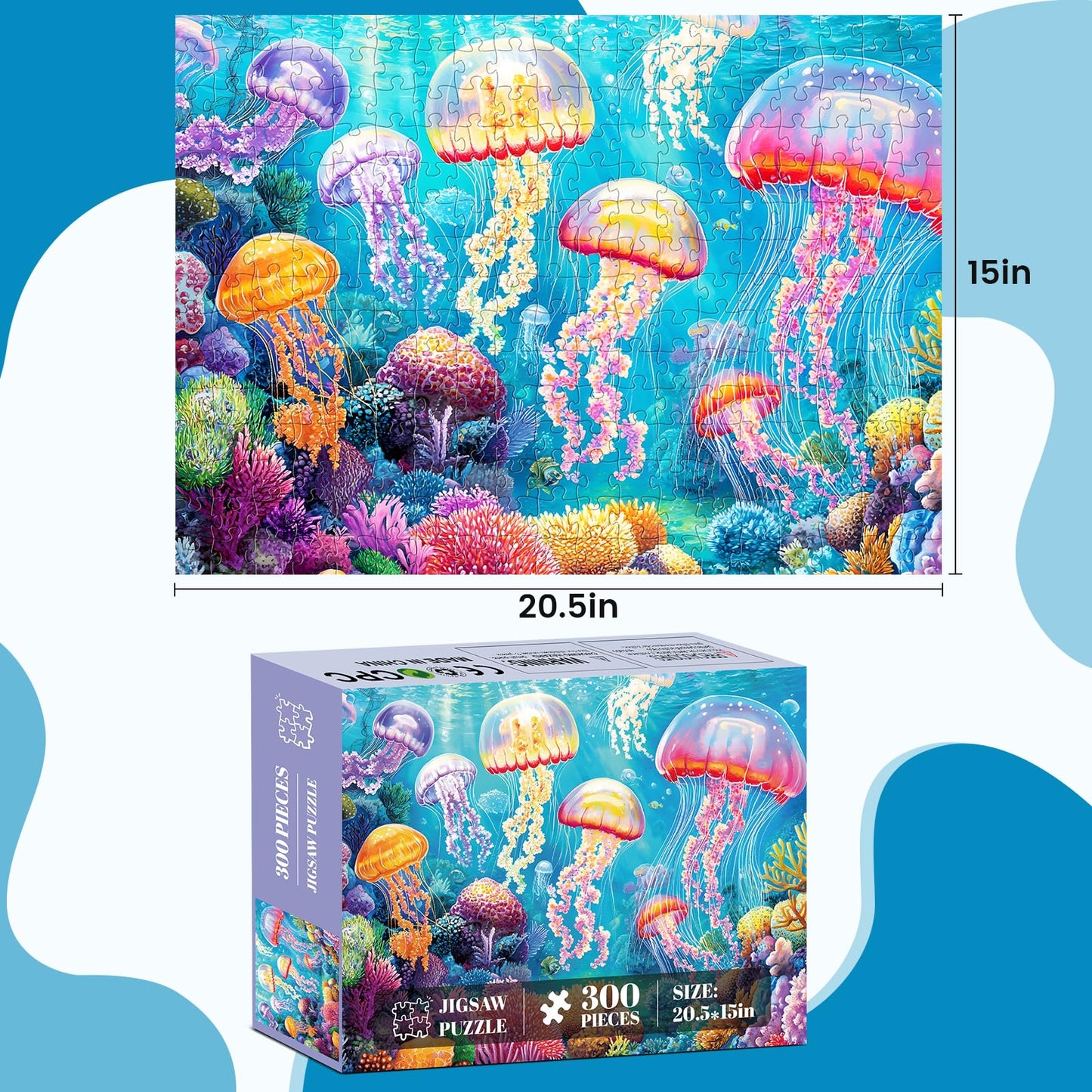 WSCXSC 300-Piece Ocean Jellyfish Puzzle – Premium Jigsaw for Adults & Family Fun
