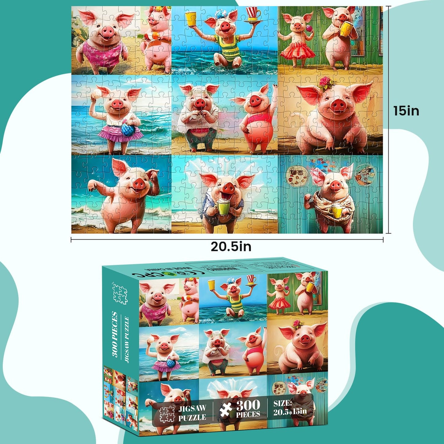 WSCXSC 300-Piece Pig Jigsaw Puzzle for Adults – Relaxation & Family Fun