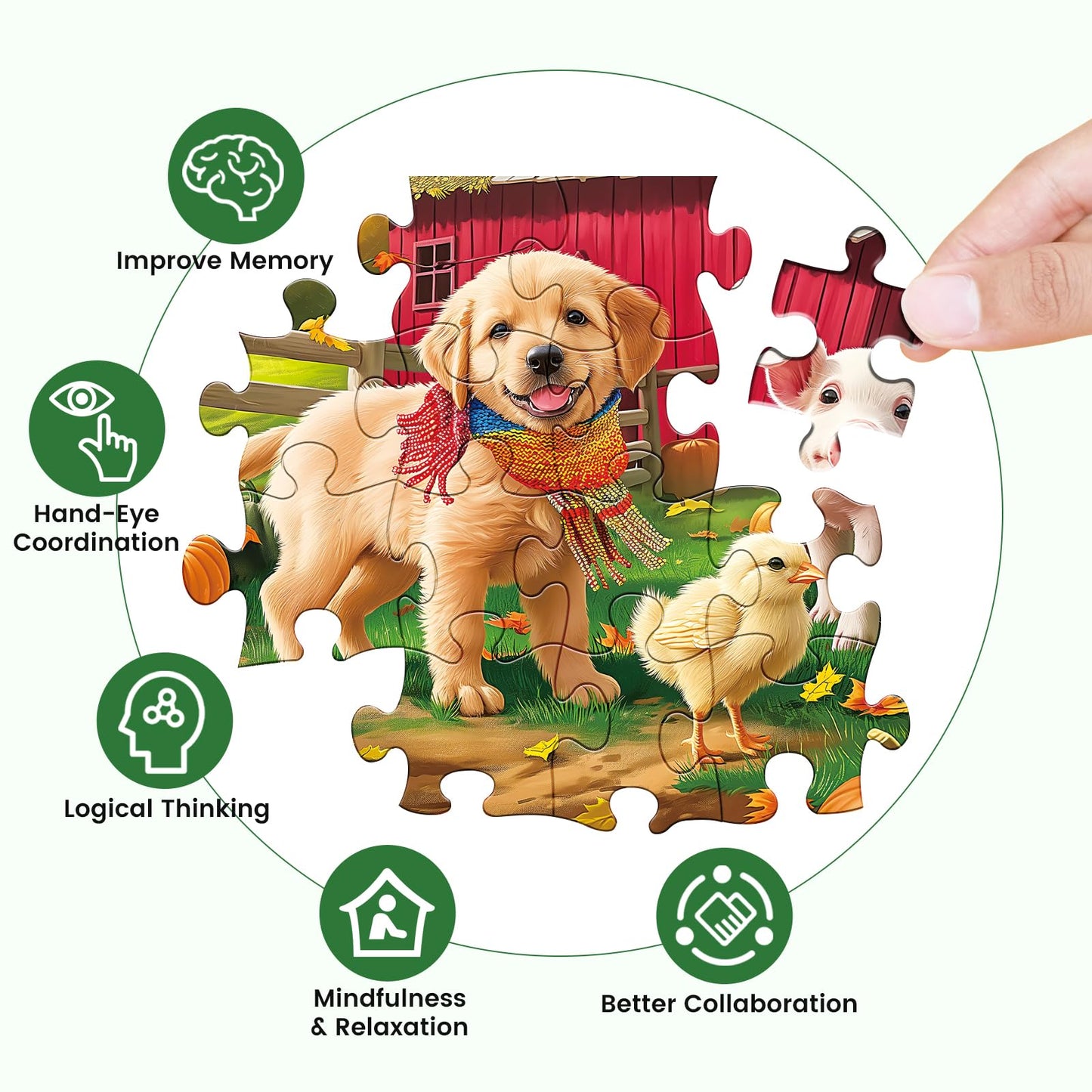 WSCXSC 500-Piece Jigsaw Puzzle for Adults | Colorful Animals, Pig & Dog – 20.5 x 15 in