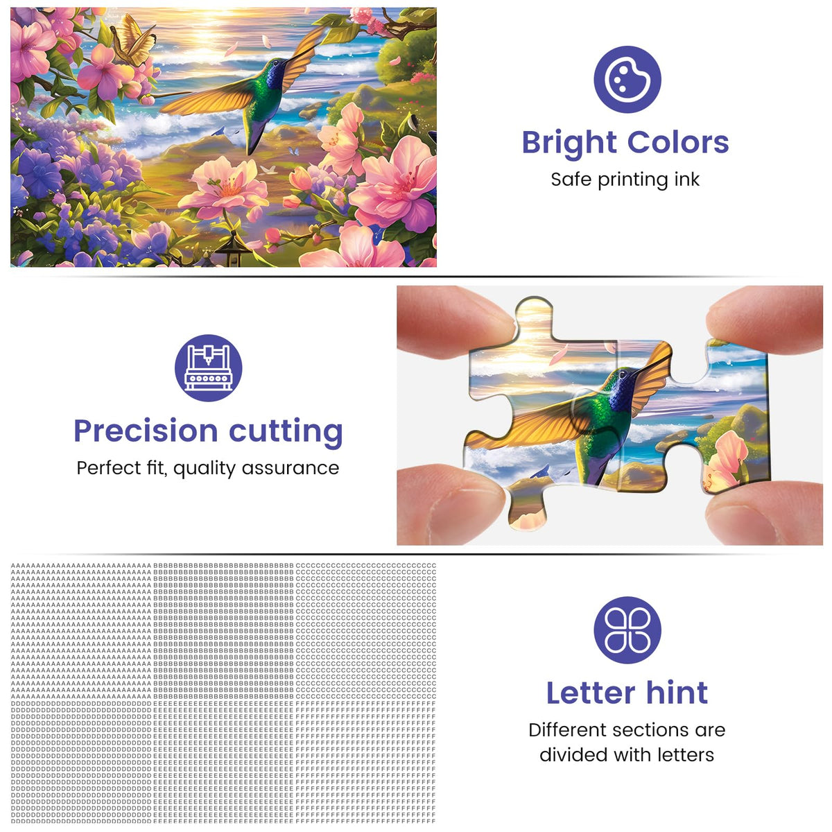 WSCXSC 300 Pieces Jigsaw Puzzle for Adults – Hummingbird Beach Flower Scene 20.5x15 in