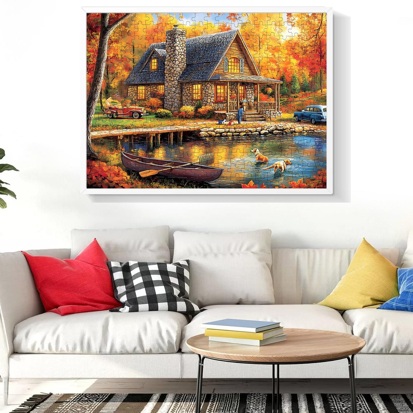 WSCXSC 300 Piece Jigsaw Puzzle – Yellow Forest Boat Scene, 20.5x15 in