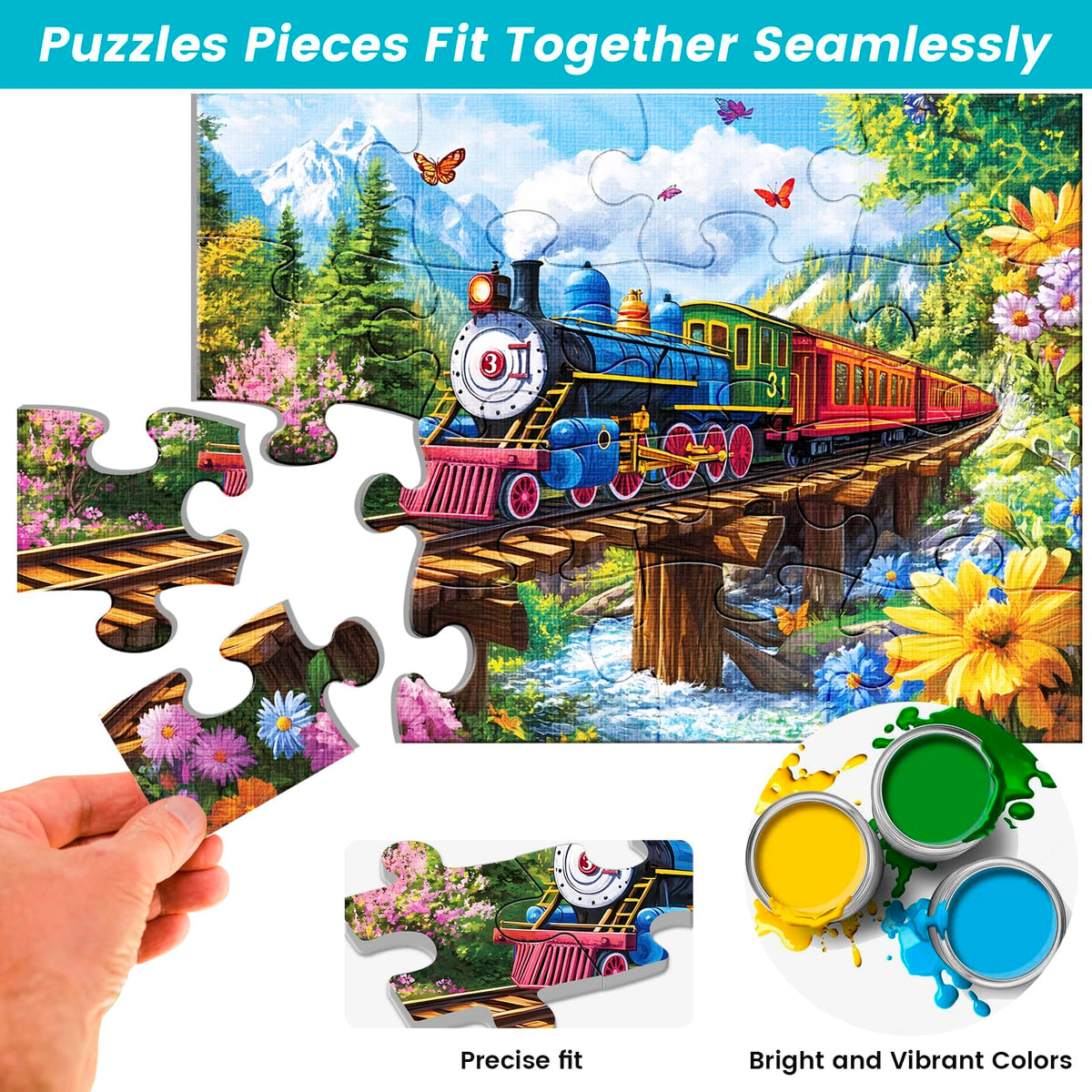 WSCXSC 6-Pack 16 Large Piece Senior Puzzles – Easy-Grip, Storage Bags