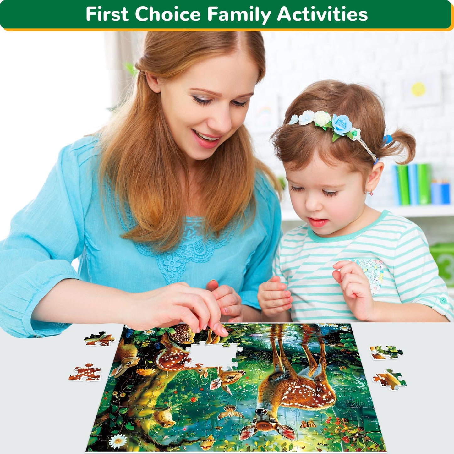 WSCXSC 100-Piece Deer Puzzle for Kids Ages 4-10 — Educational Jigsaw Floor Puzzle