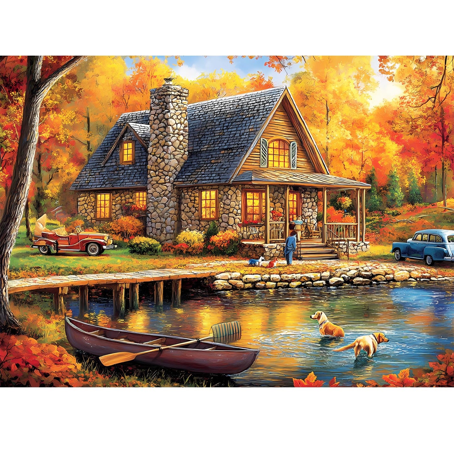WSCXSC 300 Piece Jigsaw Puzzle – Yellow Forest Boat Scene, 20.5x15 in