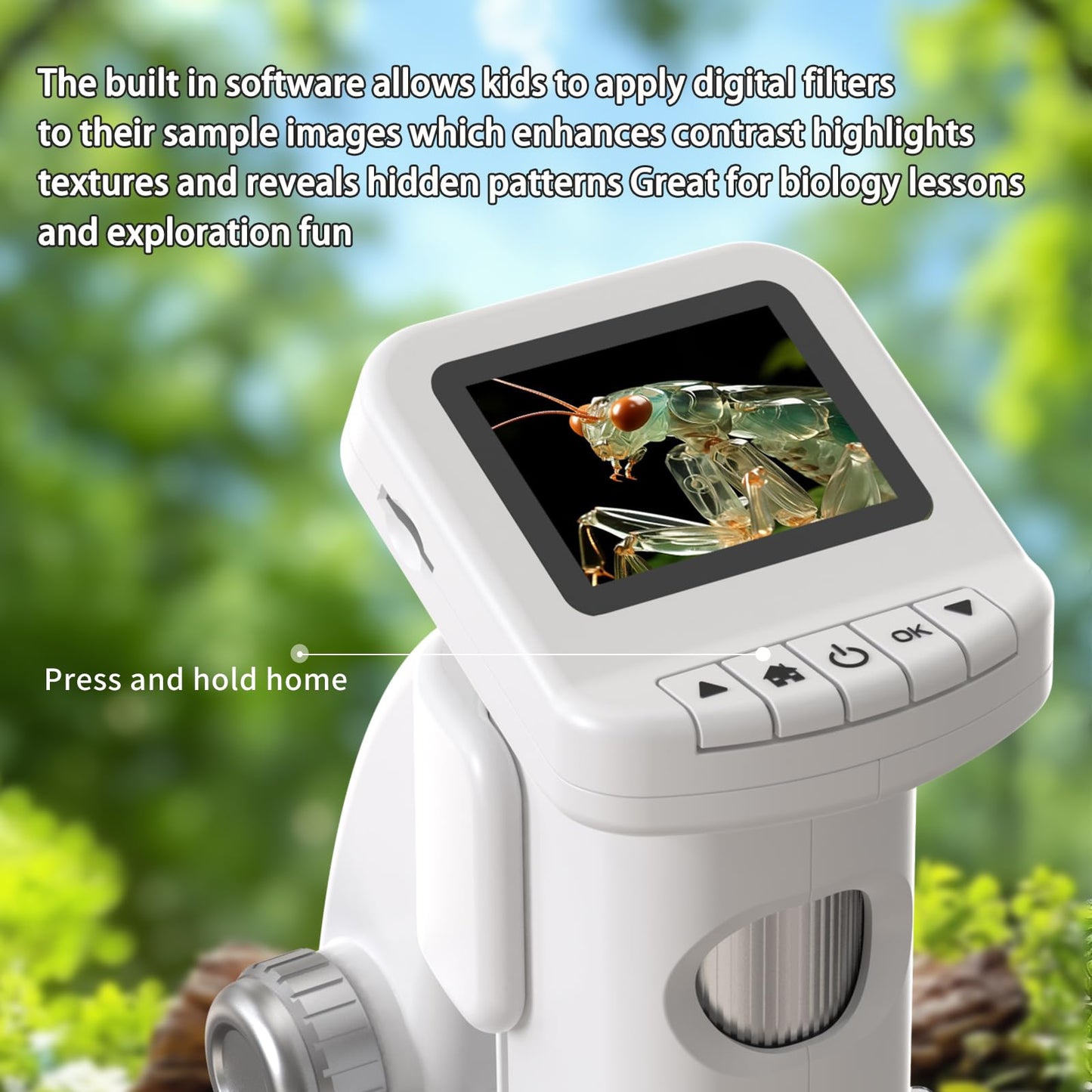 WSDMIC 1200X Kids Microscope – 2-Inch LCD Screen STEM Digital Microscope Kit