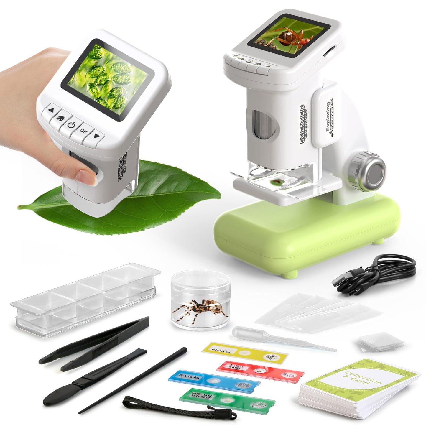 WSDMIC 1200X Kids Microscope – 2-Inch LCD Screen STEM Digital Microscope Kit