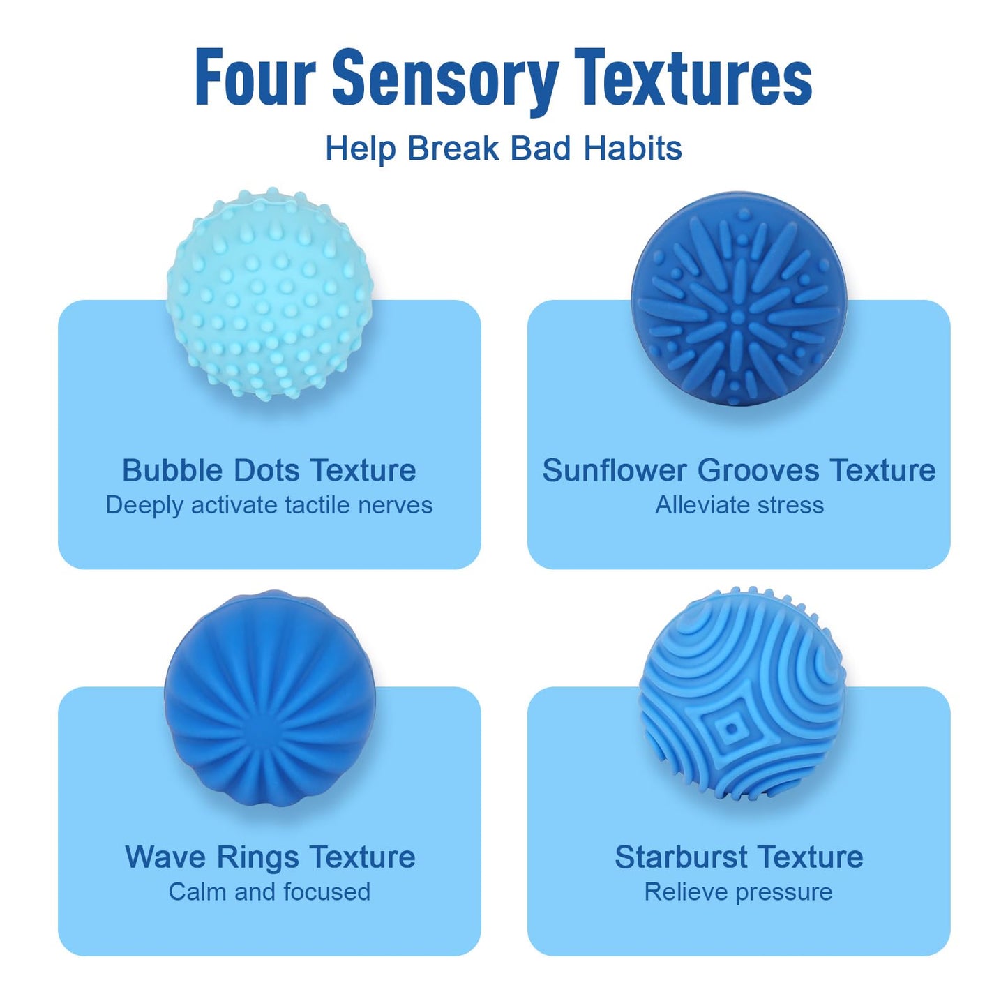 WSEJK Fidget Balls - 4Pcs Textured Sensory Toys for Adults & Teens