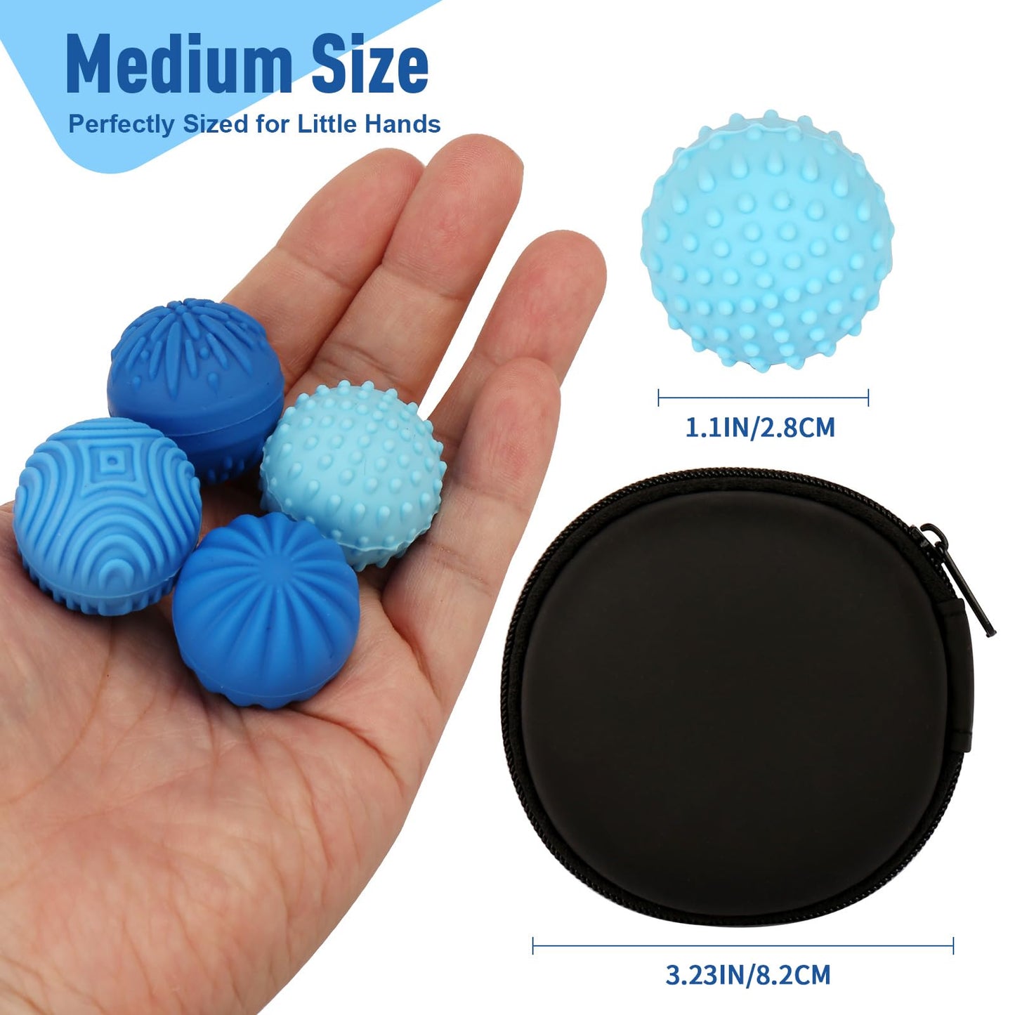 WSEJK Fidget Balls - 4Pcs Textured Sensory Toys for Adults & Teens