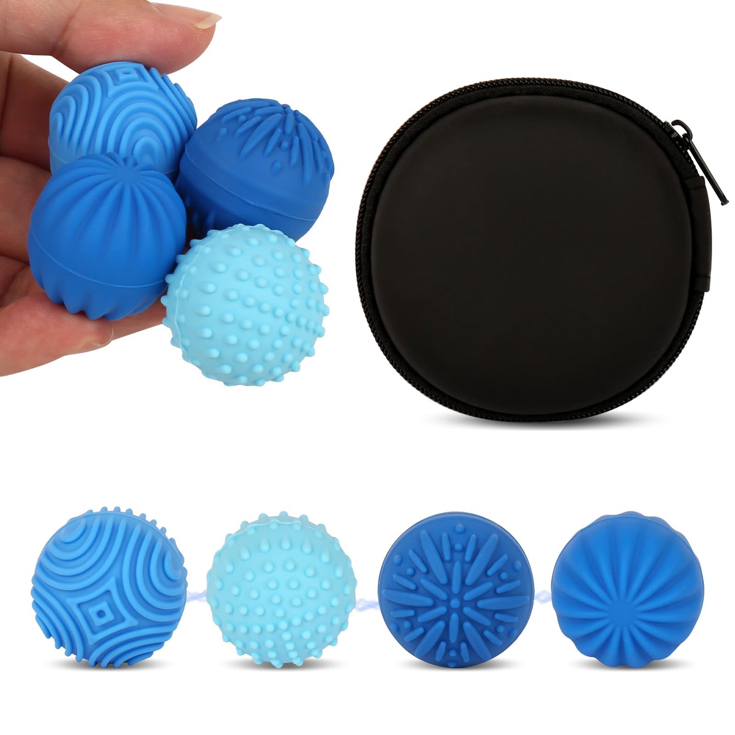 WSEJK Fidget Balls - 4Pcs Textured Sensory Toys for Adults & Teens