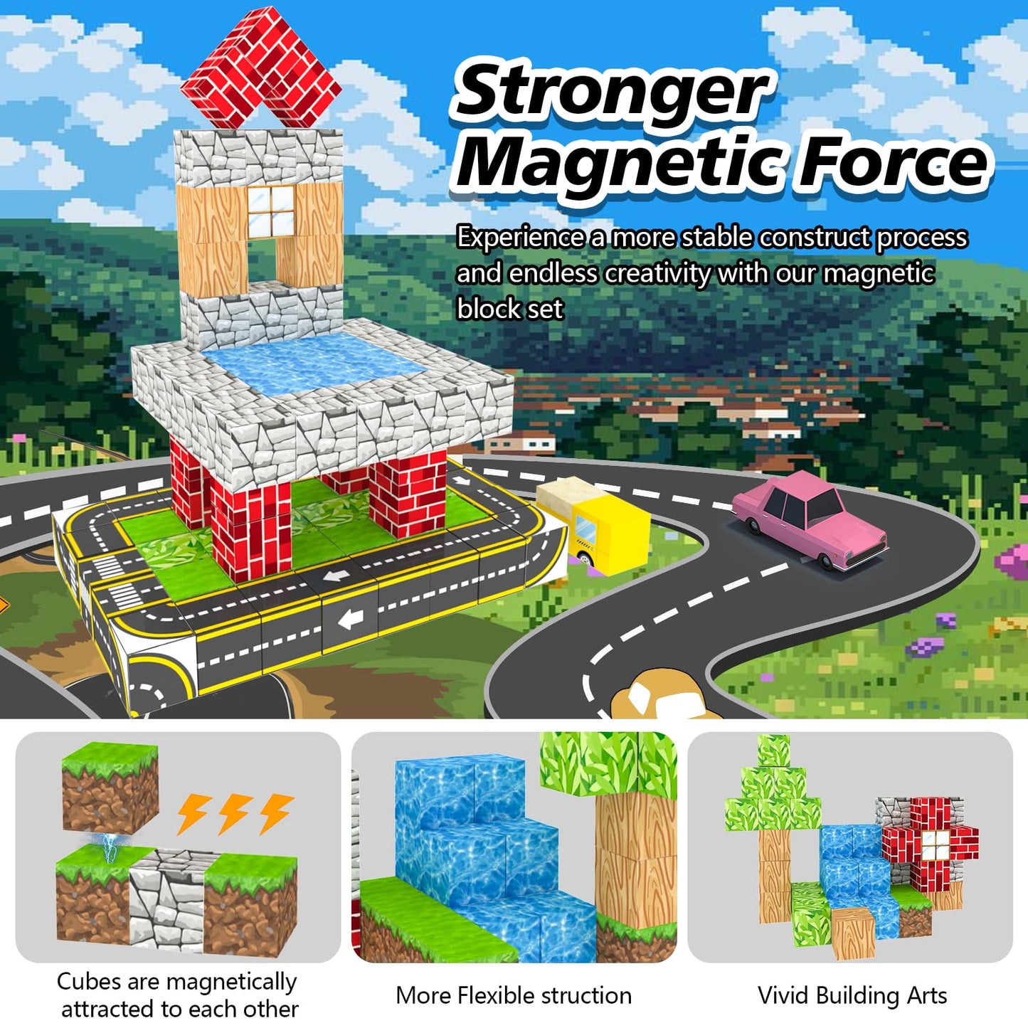 WSHIMIN Princess Castle Magnetic Building Blocks for Kids 4-8 | STEM & Sensory Toys