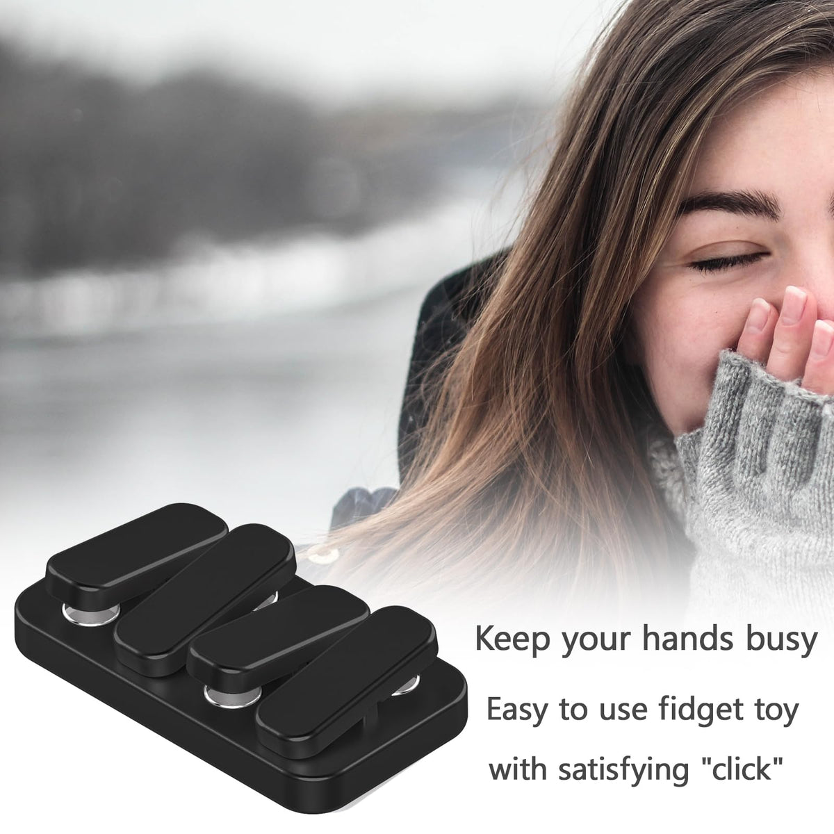 WSHWXY Metal Fidget Slider – Matte Black EDC Clicker for Adults | Focus & Stress Relief